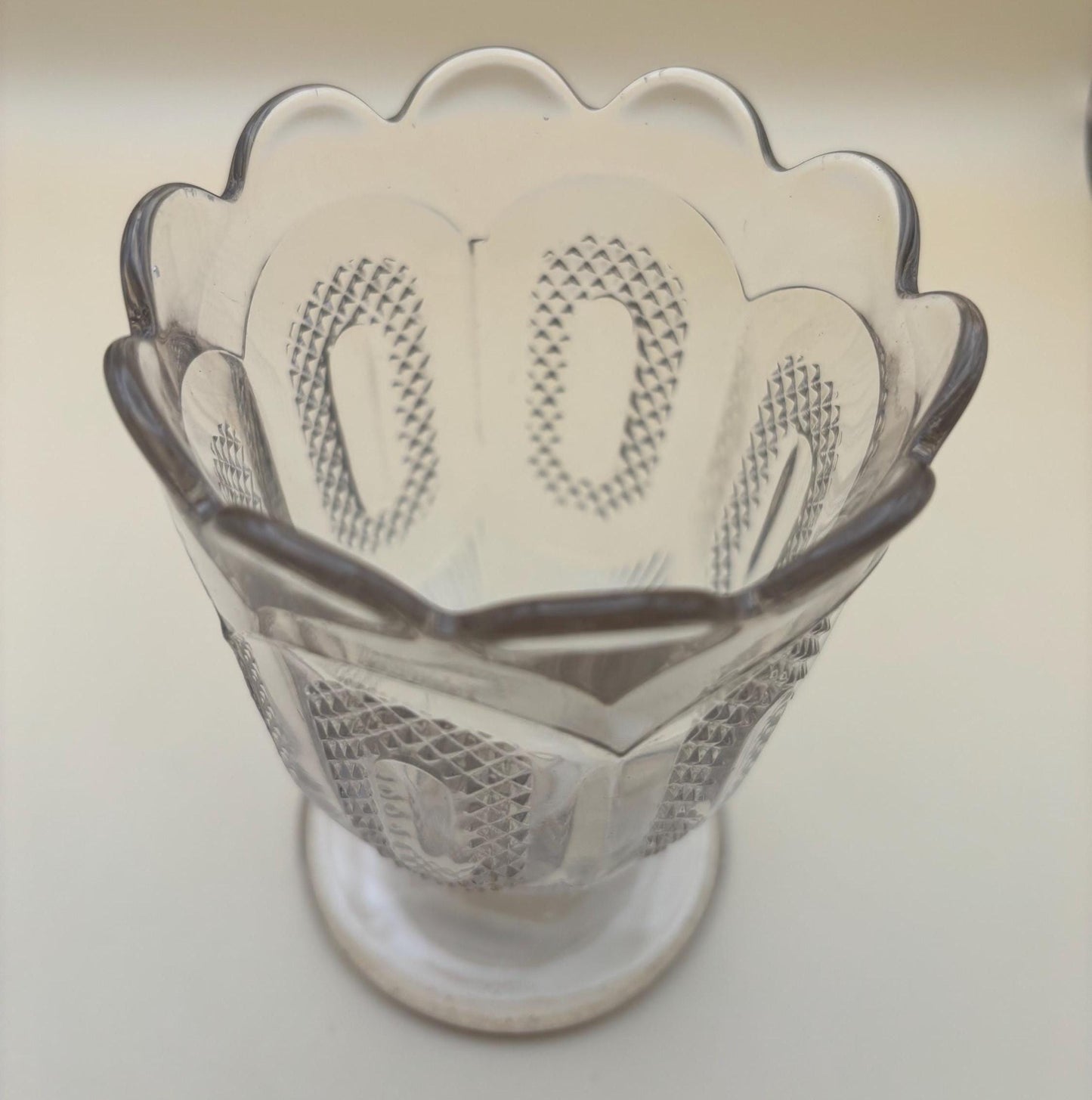 Antique Glass Footed Compote Glass Bowl EAPG Glass Footed Bowl Buckle Pattern Design Lover Antiques and Vintage