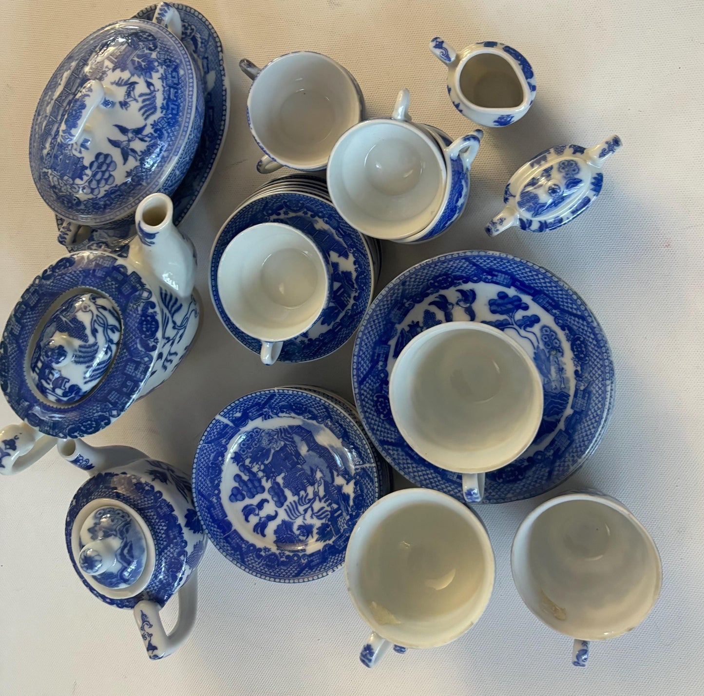 Antique Children’s Porcelain Tea Set of 35 Pieces Tea Pot Cups Plates Creamer and More Lover Antiques and Vintage