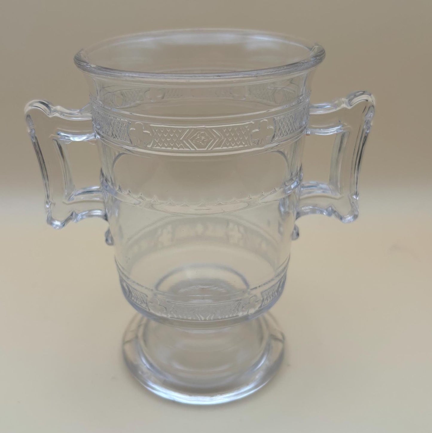 Antique EAPG Pressed Glass Cross Bands Trophy Glass Spooner or Spill Circa 1800’s Lover Antiques and Vintage