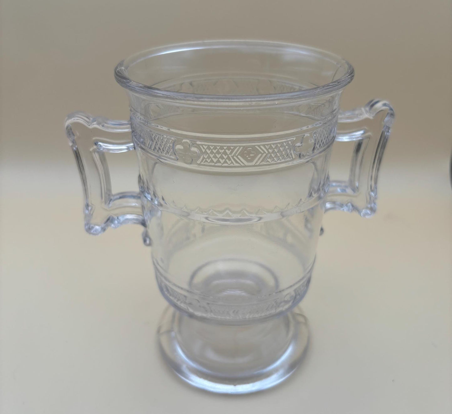 Antique EAPG Pressed Glass Cross Bands Trophy Glass Spooner or Spill Circa 1800’s Lover Antiques and Vintage