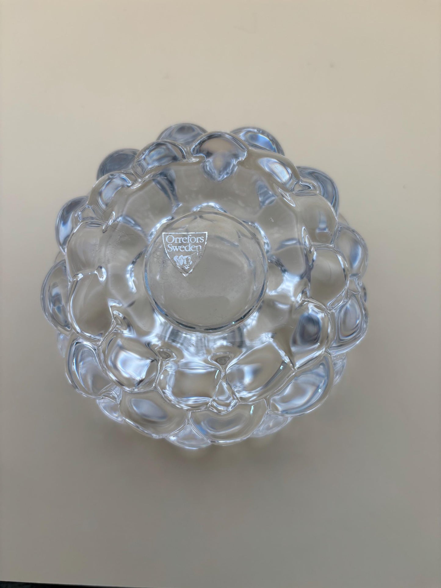 Vintage Orrefors Sweden Crystal Glass Votive Candle Holder Mid Century Glass Structure Bubble Art Lover Antiques and Vintage