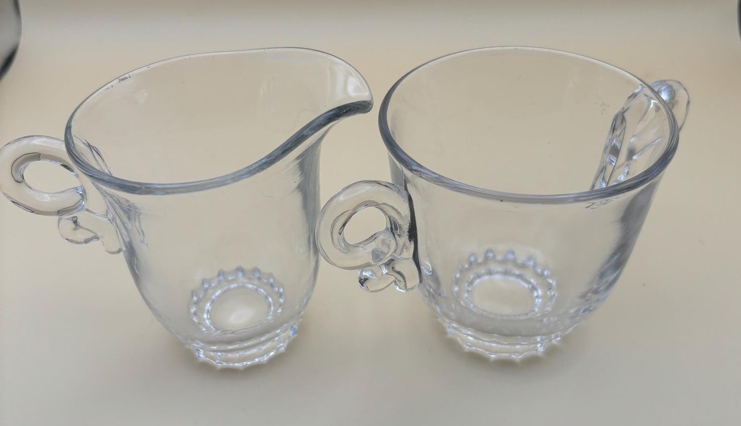 Antique Heisey Glass Creamer and Glass Sugar Dish Set Lover Antiques and Vintage