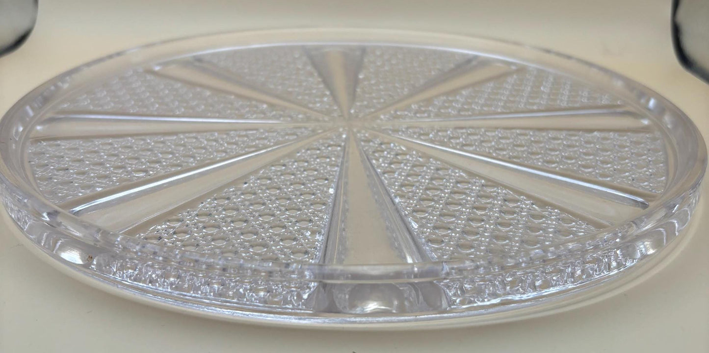 Vintage Crystal Round Serving Platter Tray Pinwheel Design Lover Antiques and Vintage