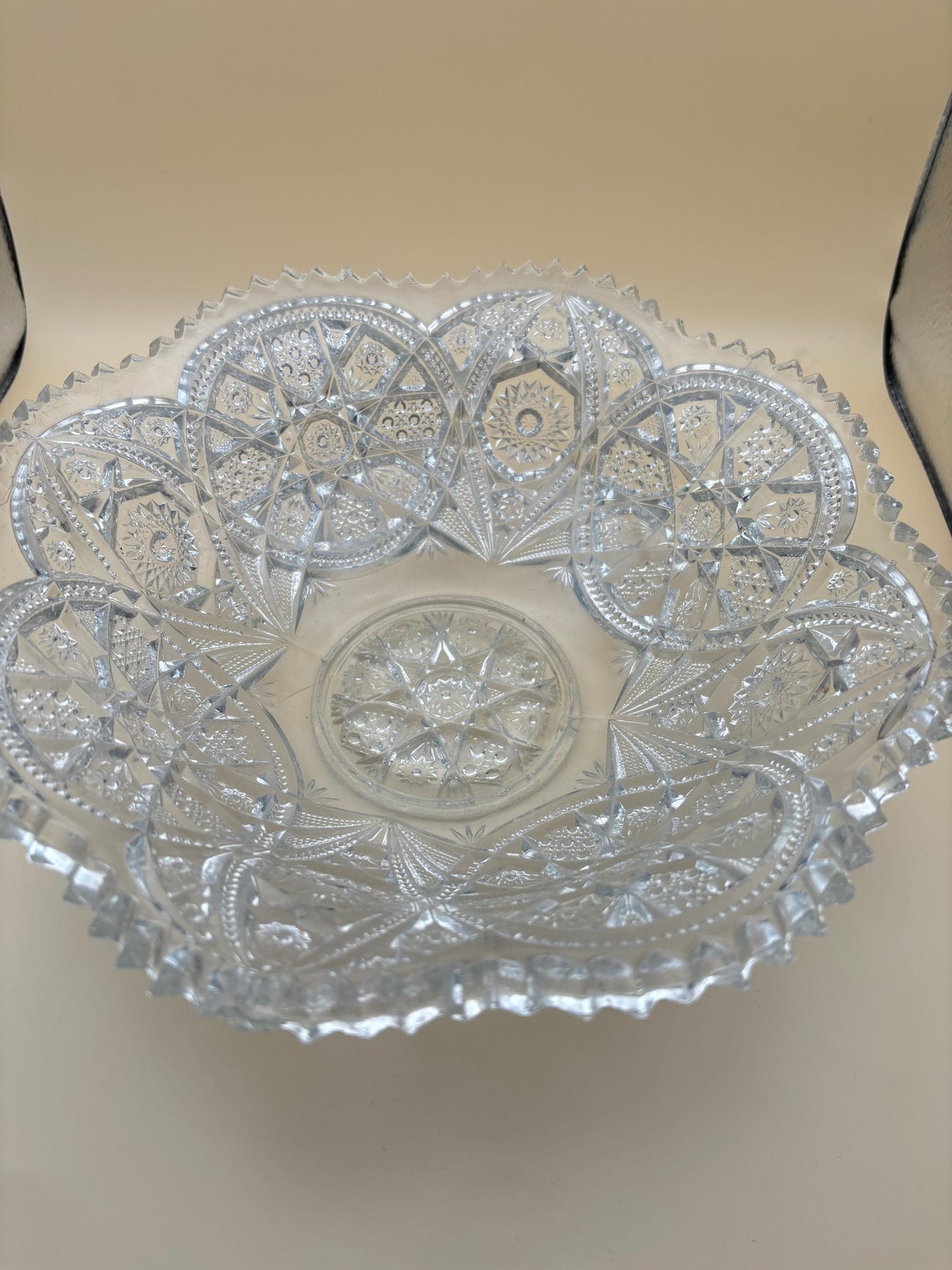 Antique Imperial Glass Wide Bowl Star of David Design Lover Antiques and Vintage