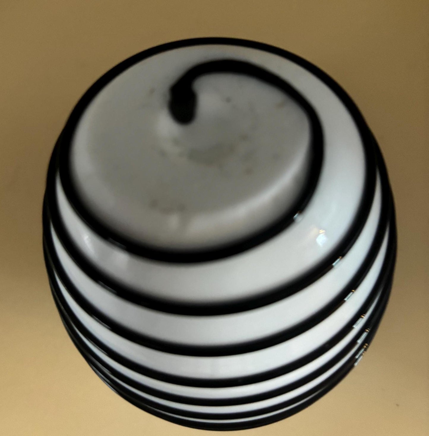 Vintage White Cased Glass with Black Applied Swirl Egg Shaped Paperweight Encased Glass Art Lover Antiques and Vintage