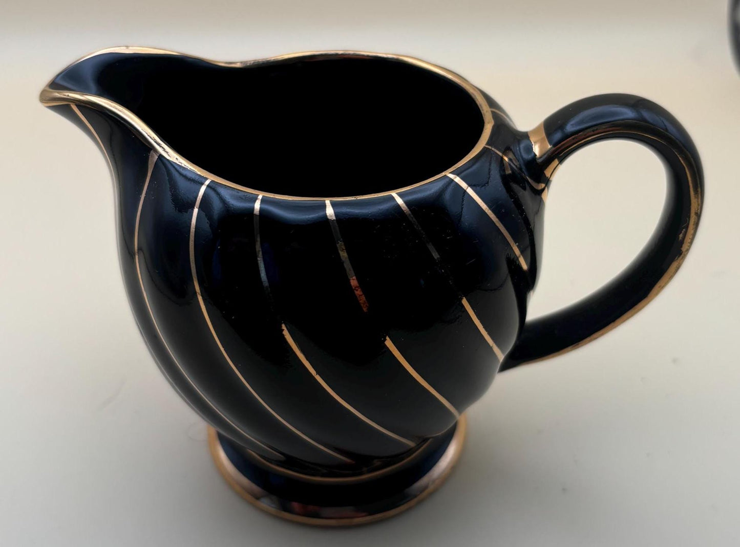 Vintage Sandler England Black and Gold Creamer Lover Antiques and Vintage