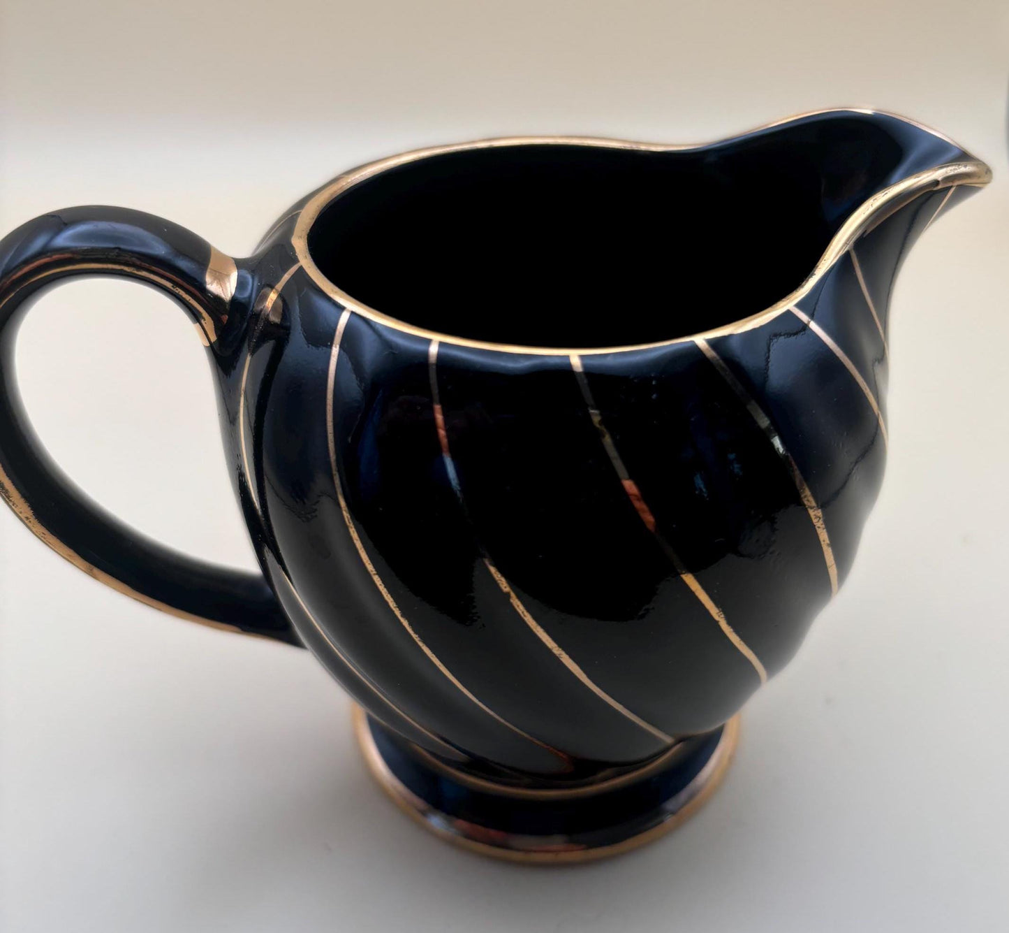 Vintage Sandler England Black and Gold Creamer Lover Antiques and Vintage