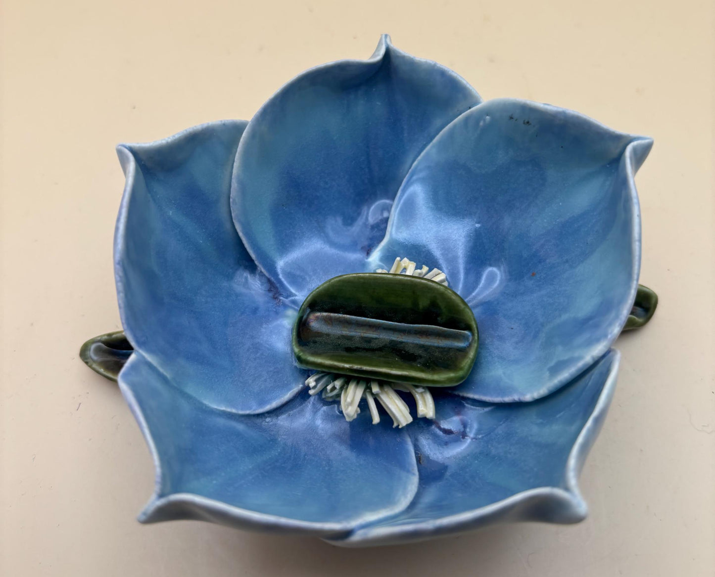 Vintage Glass Vase with Flower Design at Mouth Lover Antiques and Vintage