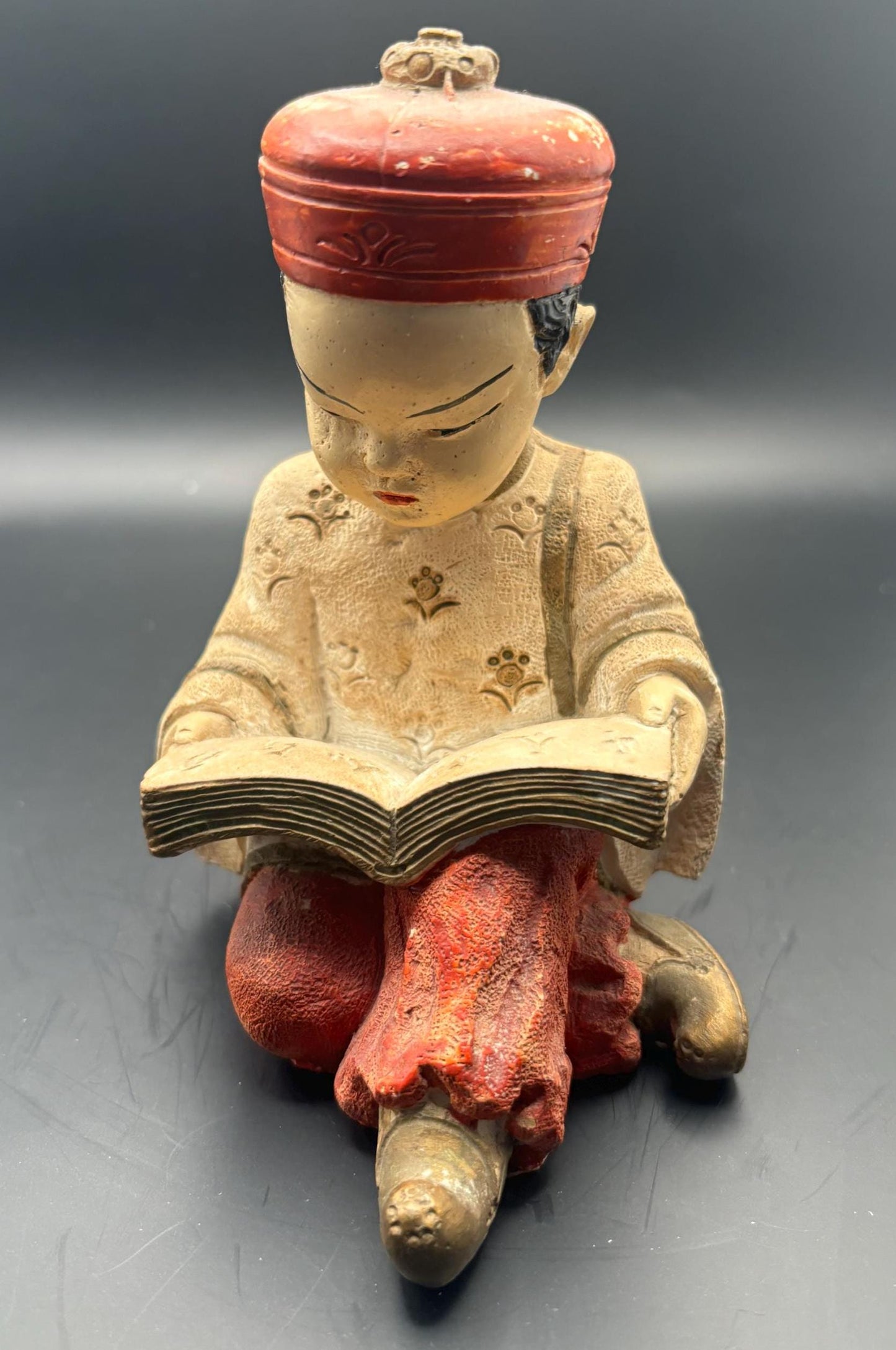 Vintage Boy Reading a Book Japan Porcelain Figurine Lover Antiques and Vintage