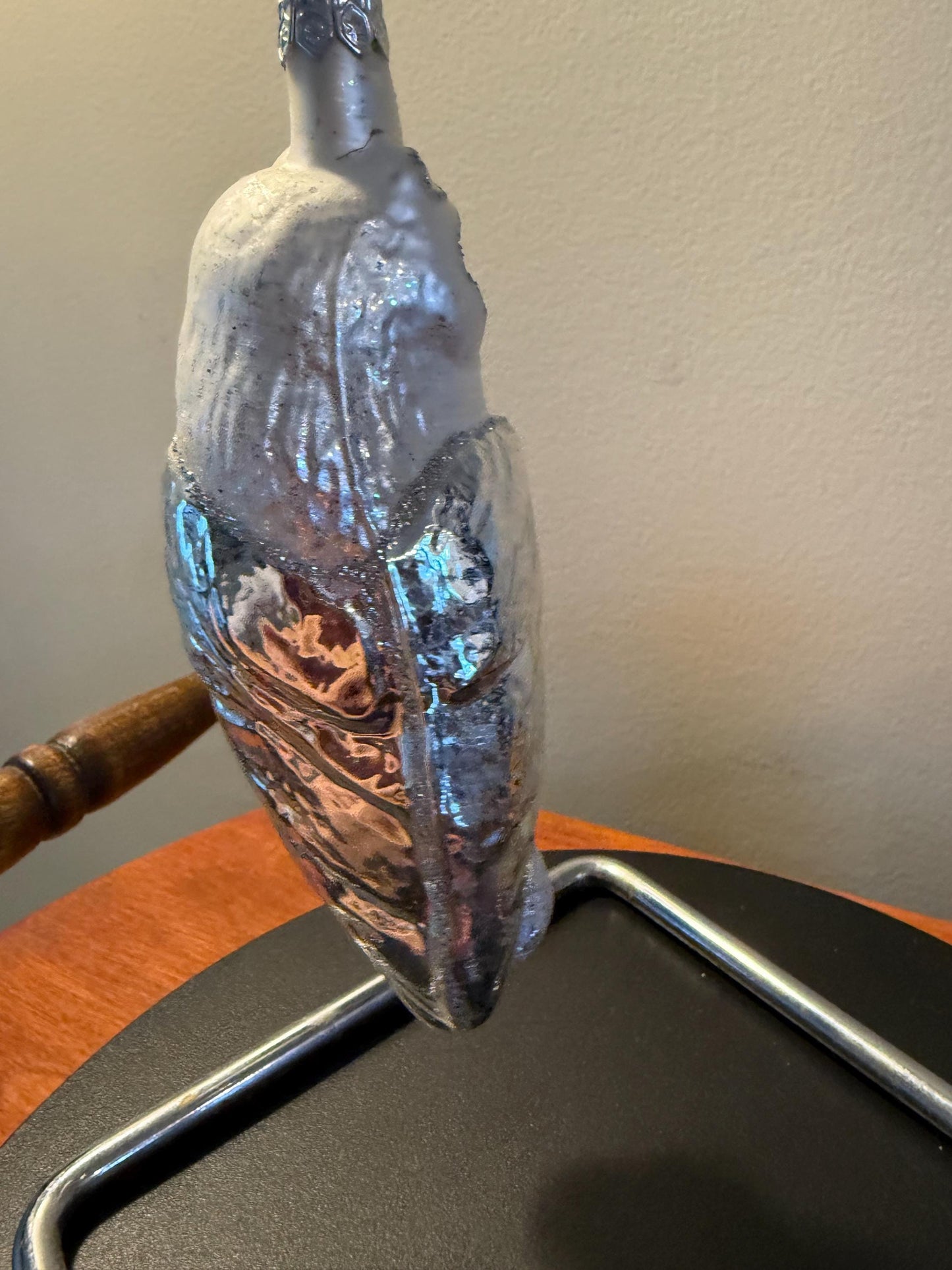 Vintage White Snow Owl on a Perch Hand Blown Large Owl Christmas Holiday Lover Antiques and Vintage
