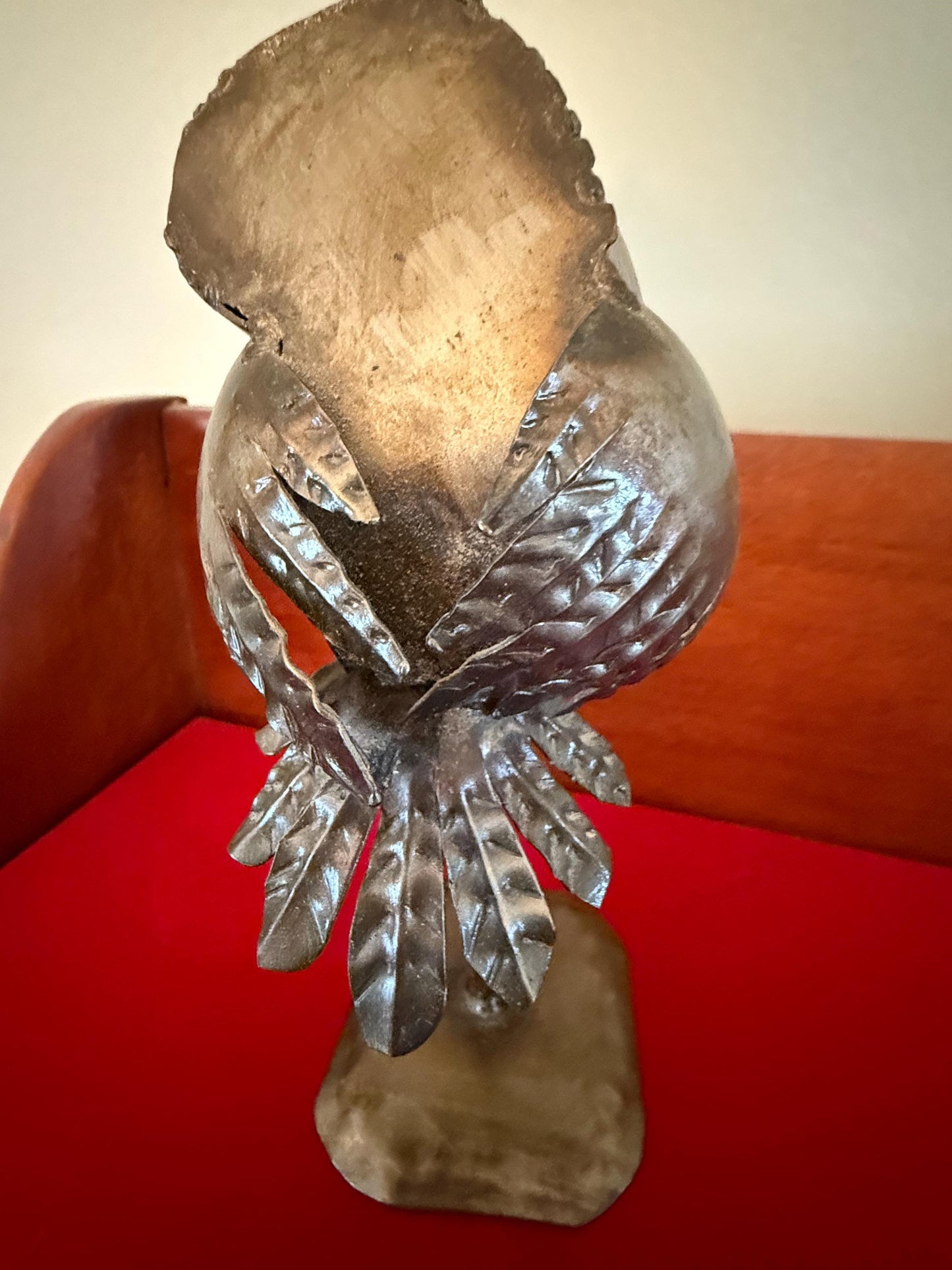 Vintage Owl on His Perch Steampunk Owl Mid Century Brutalist Owl Metal Owl Figurine Lover Antiques and Vintage