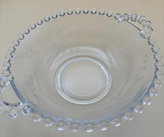 Antique Imperial Beaded Glass Wide Bowl with Etchings in Glass Lover Antiques and Vintage