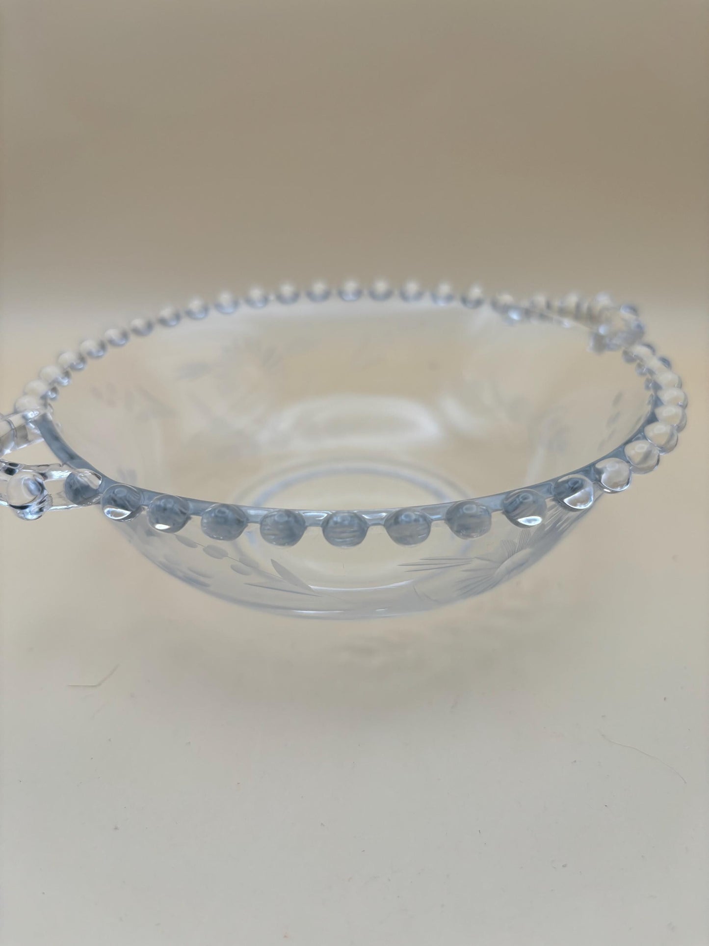 Antique Imperial Beaded Glass Wide Bowl with Etchings in Glass Lover Antiques and Vintage