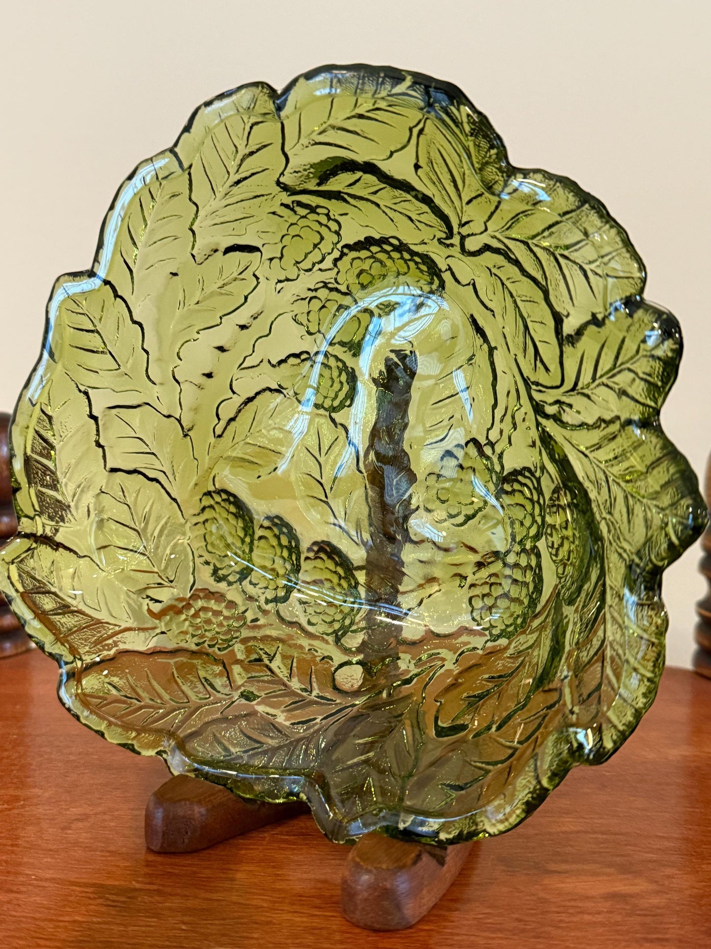 Vintage Green Glass Bowl Trinket Dish Lover Antiques and Vintage