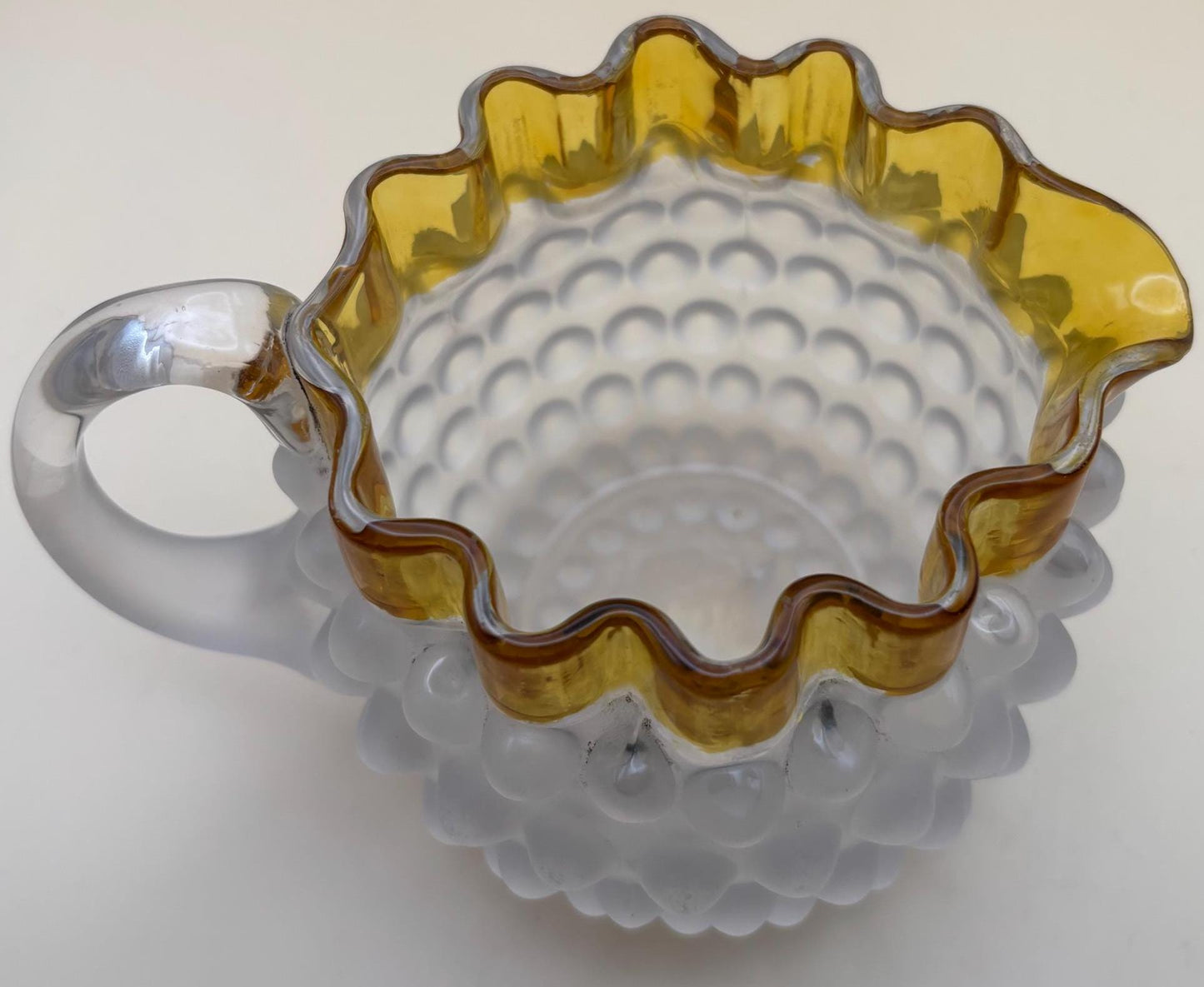 Antique Hobbs, Brockunier & Co. Blue Glass Hobnail Amber Creamer Lover Antiques and Vintage