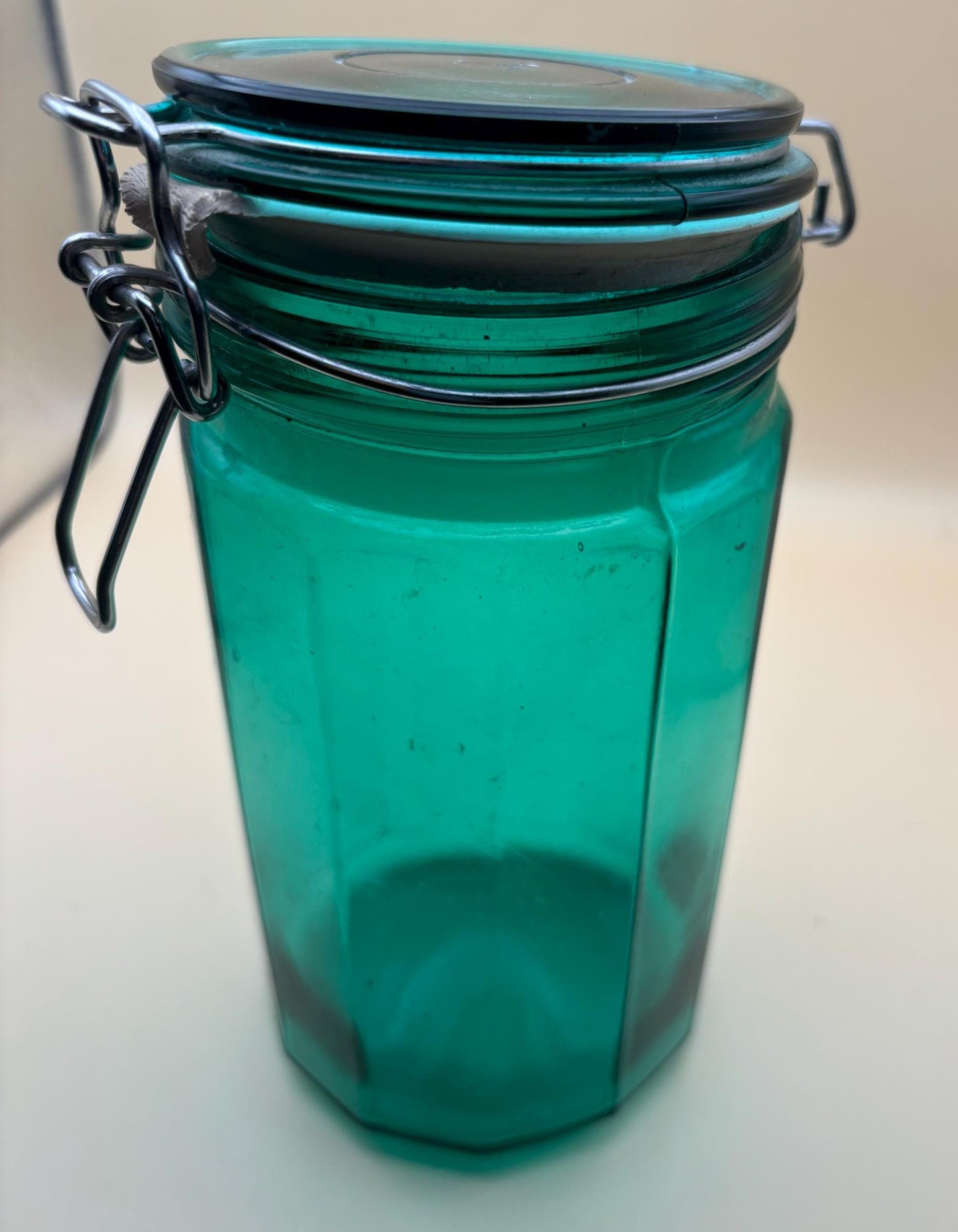 Antique Emerald Green Ideal Ball Glass Jar with Lid Container with Top Lover Antiques and Vintage