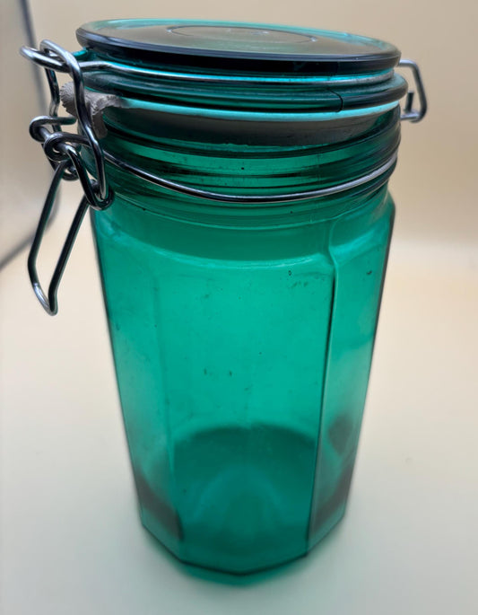 Antique Emerald Green Ideal Ball Glass Jar with Lid Container with Top Lover Antiques and Vintage