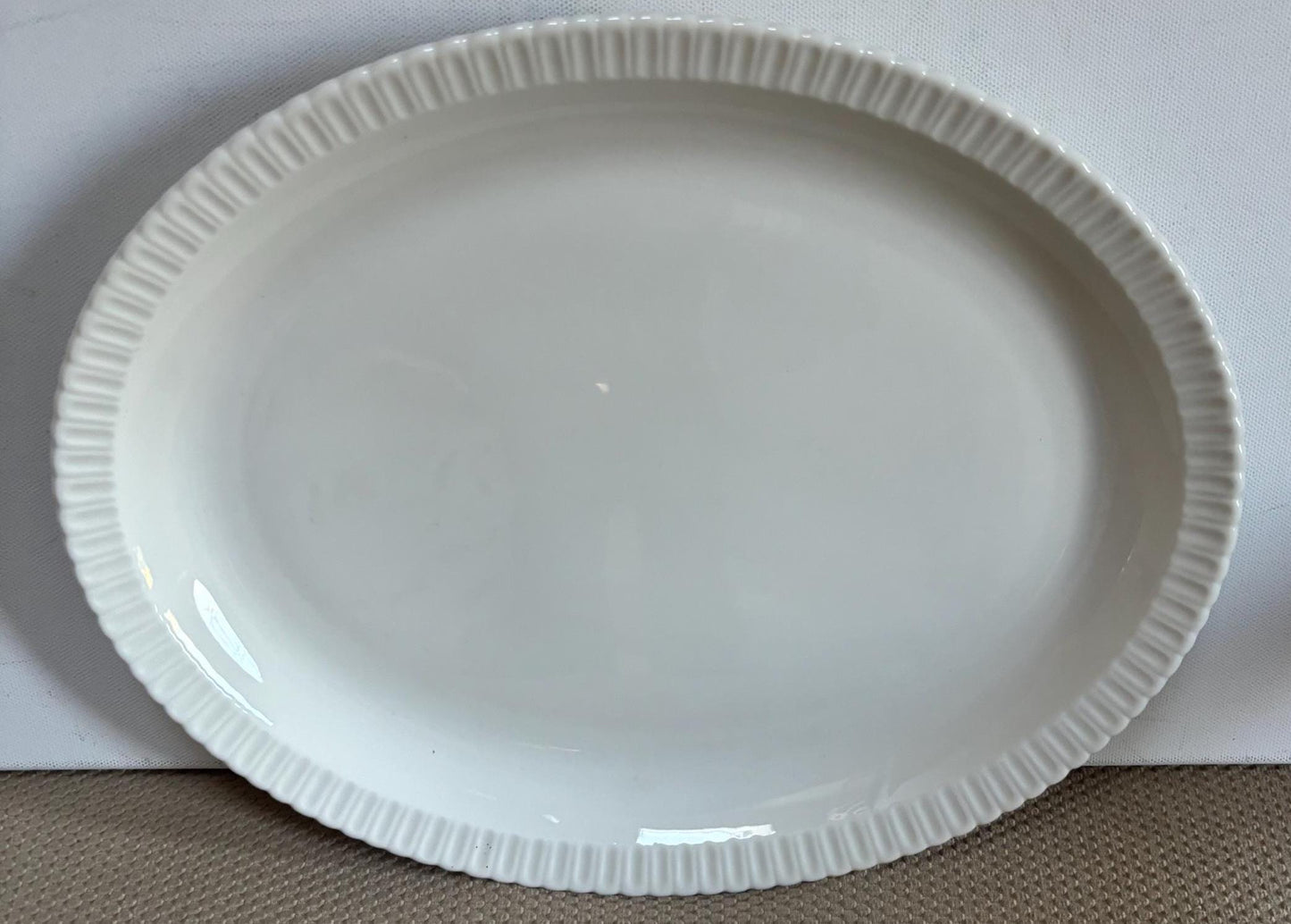 Vintage Shelledge White Large Platter with Narrow Flutes Edging Syracuse China Lover Antiques and Vintage