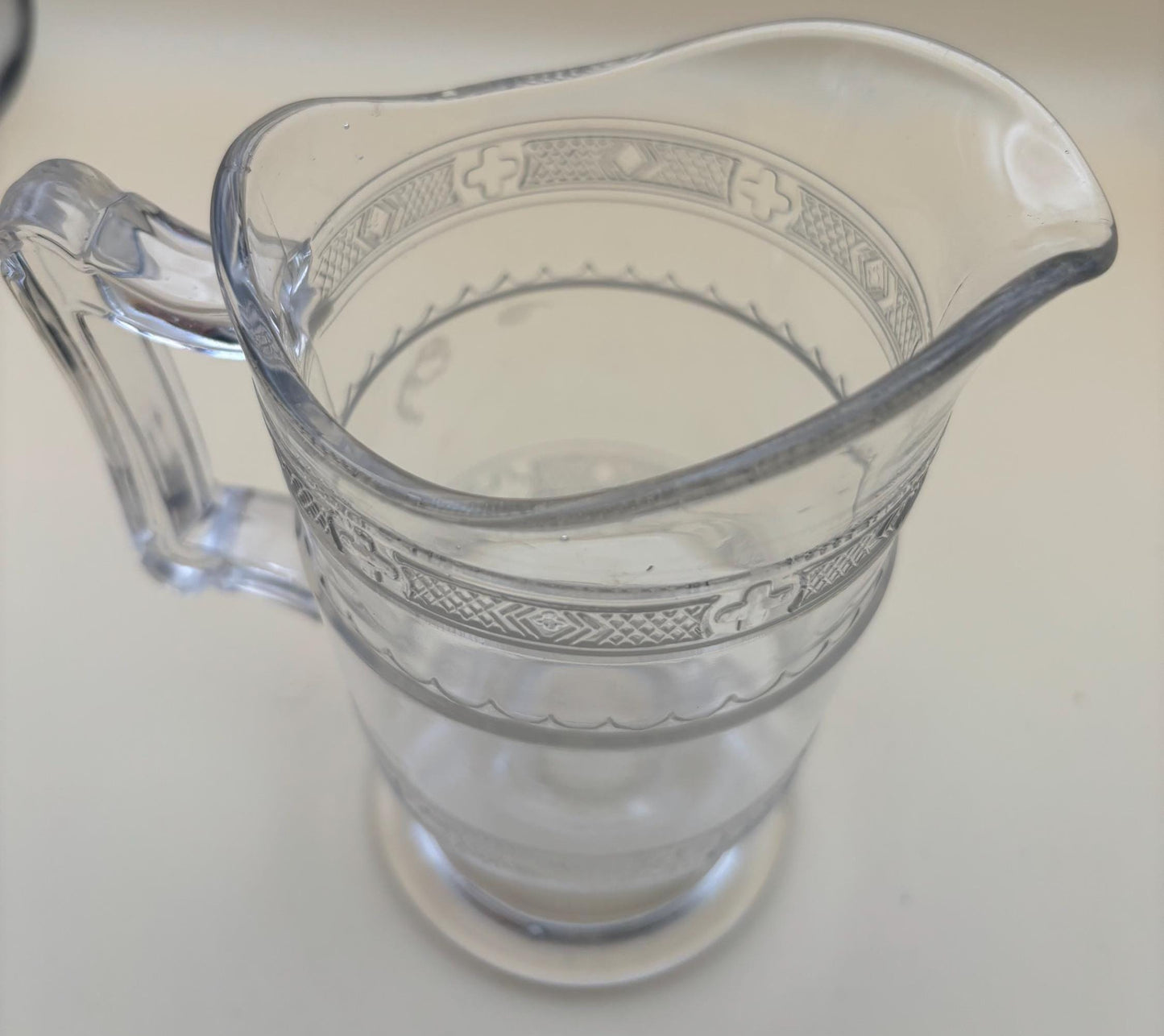 Antique Heisey Glass Creamer or Small Pitcher Creamer Cross Bands Lover Antiques and Vintage