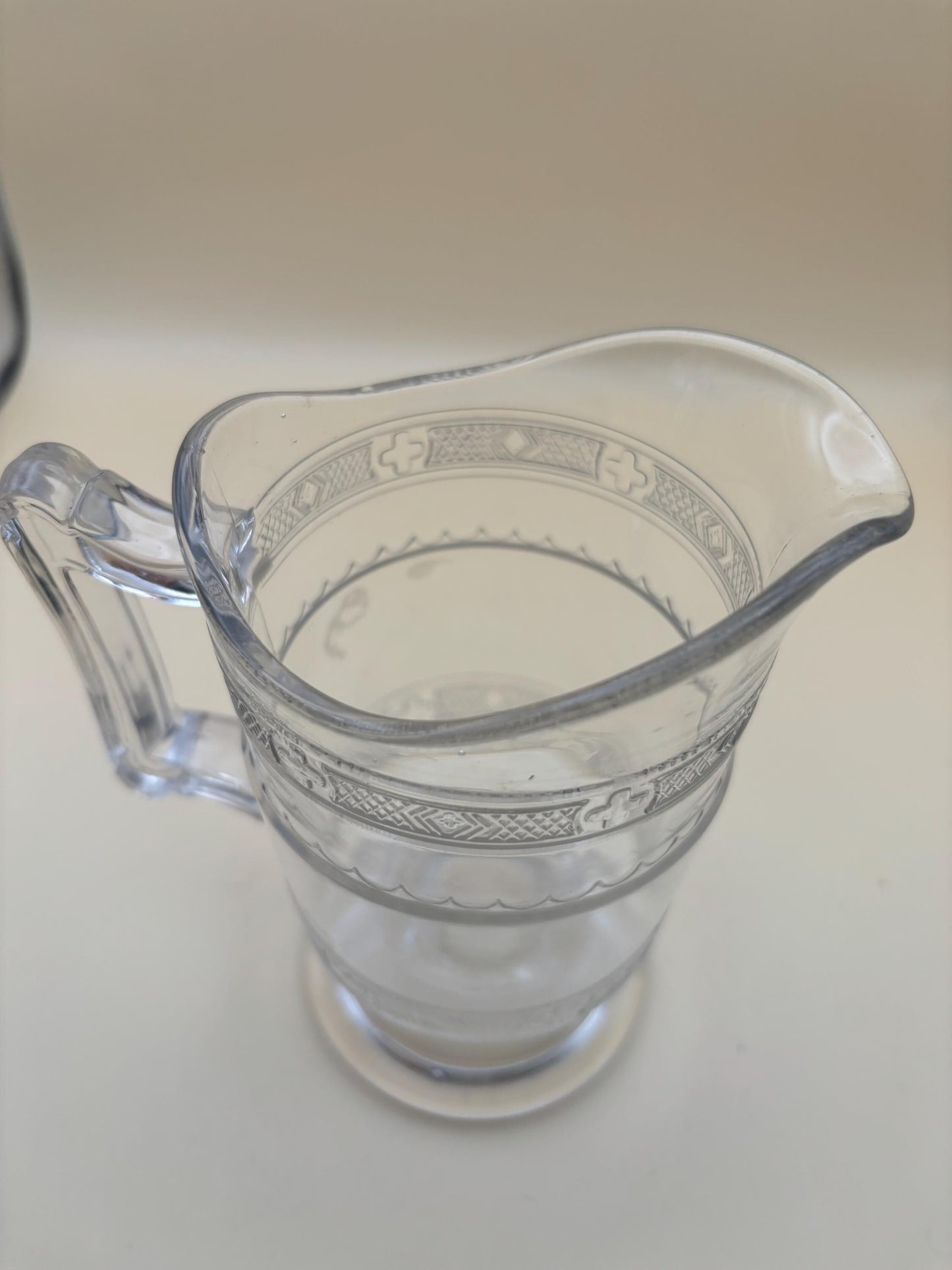 Antique Heisey Glass Creamer or Small Pitcher Creamer Cross Bands Lover Antiques and Vintage