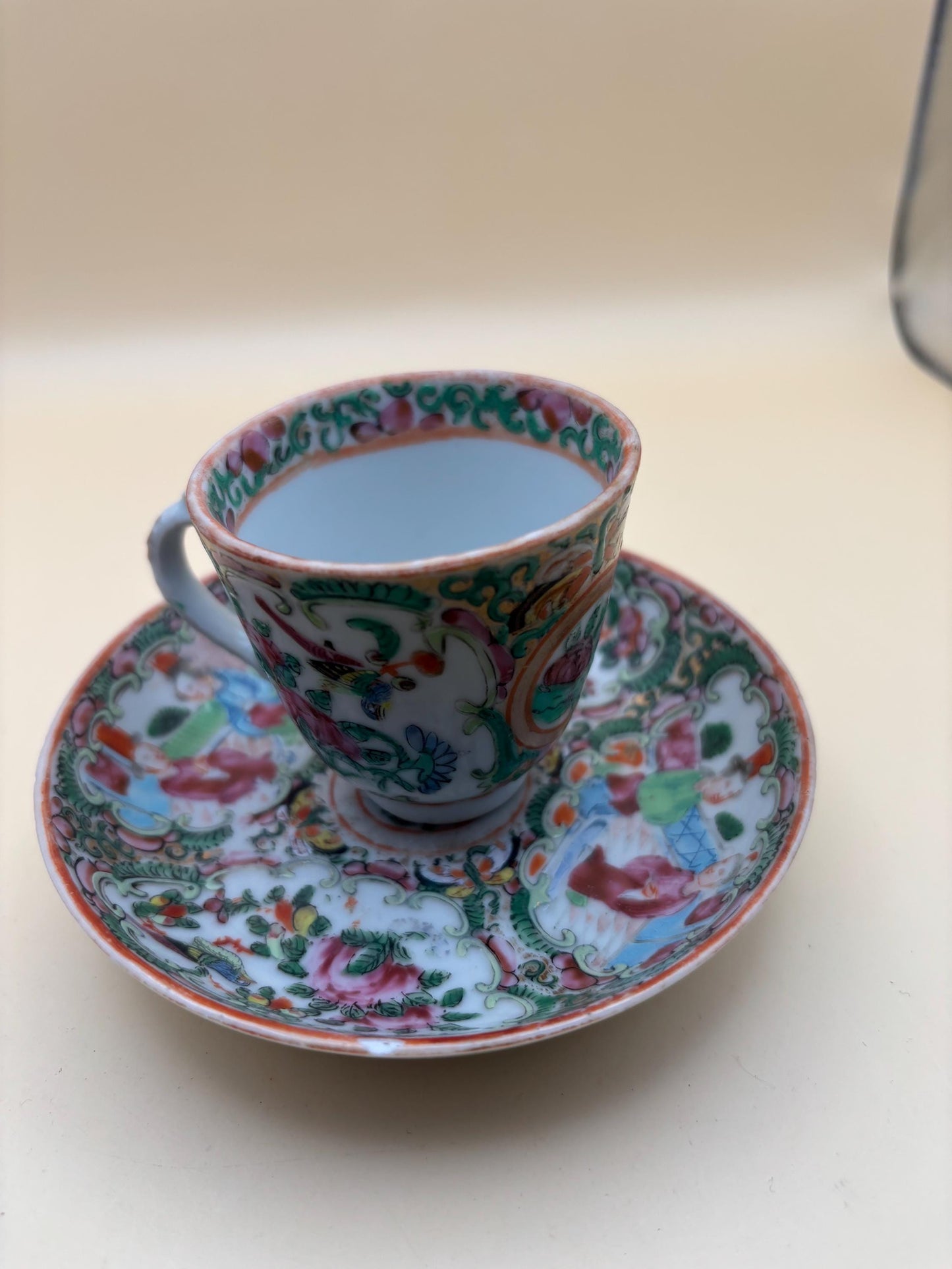 19th Century Canton Chinese Teacup and Saucer Lover Antiques and Vintage