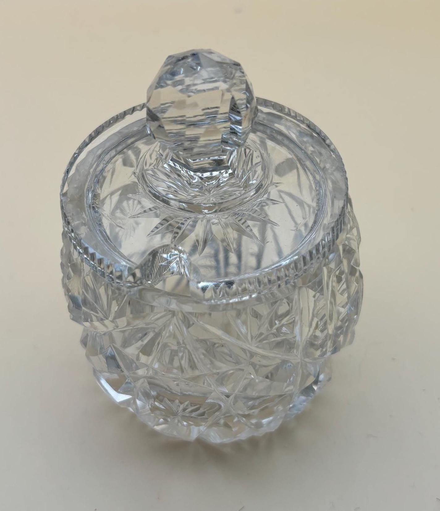 Antique Cut Crystal Sugar Bowl with Lid Lover Antiques and Vintage