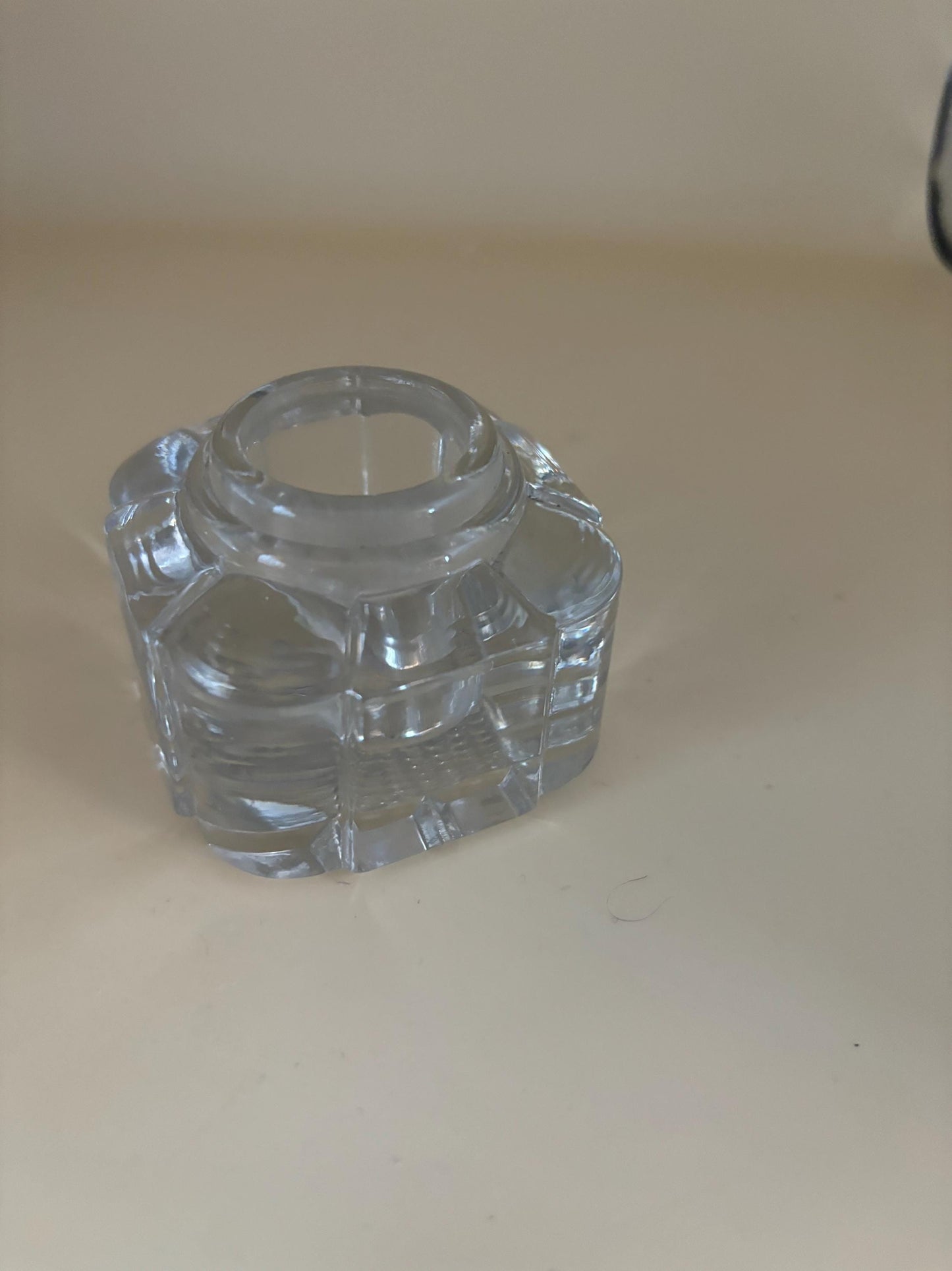Antique Glass Ink Well Inkwell Glass Art Vanity Jar Dish Container Lover Antiques and Vintage