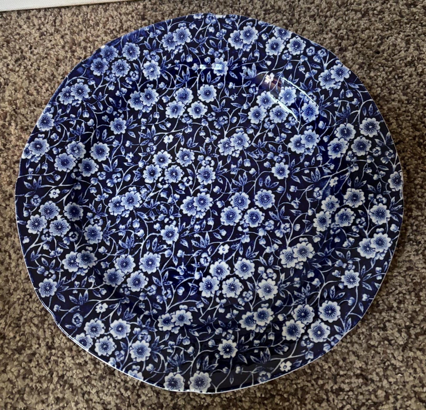 Vintage CALICO Blue Burleigh Dinner Plate Royal Crownford Ironstone England Blue and White Floral Transferware Lover Antiques