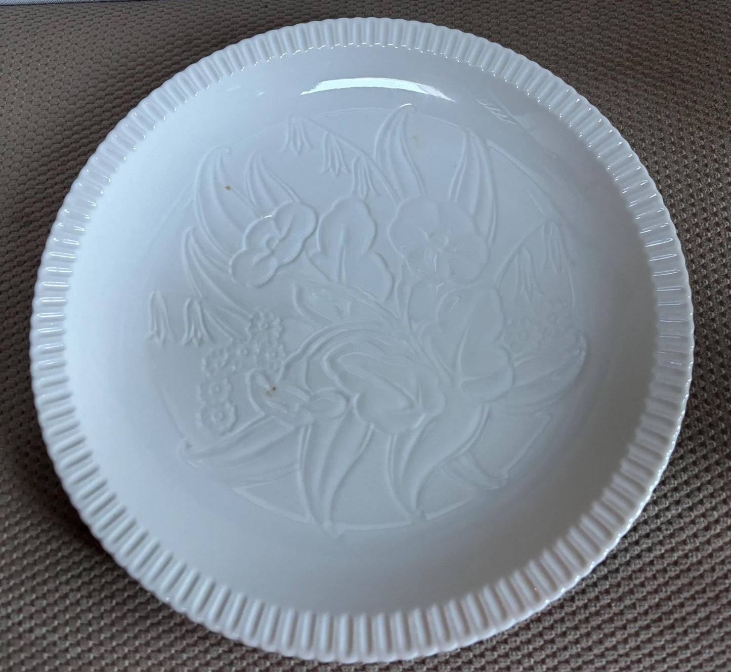 Vintage Shelledge White Etched Saucer Plate with Narrow Flutes Edging Syracuse China Lover Antiques and Vintage
