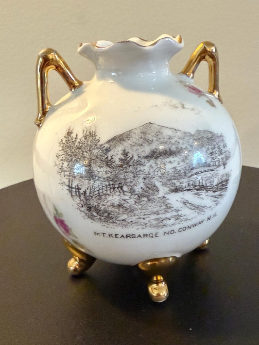 Vintage Carlsbad N.W. Pease Austrian Vase with Pink Roses Mount Kearsarge No Conway NH Lover Antiques and Vintage