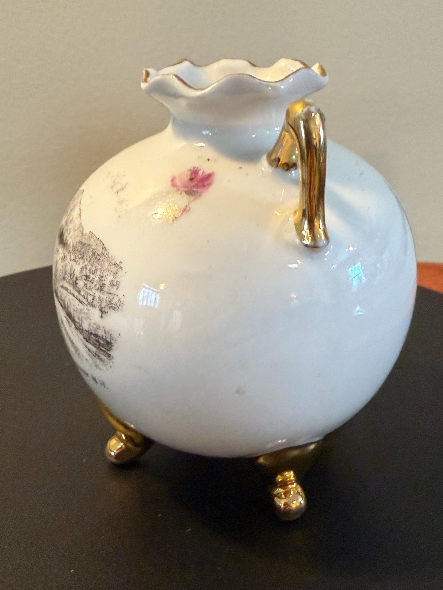 Vintage Carlsbad N.W. Pease Austrian Vase with Pink Roses Mount Kearsarge No Conway NH Lover Antiques and Vintage