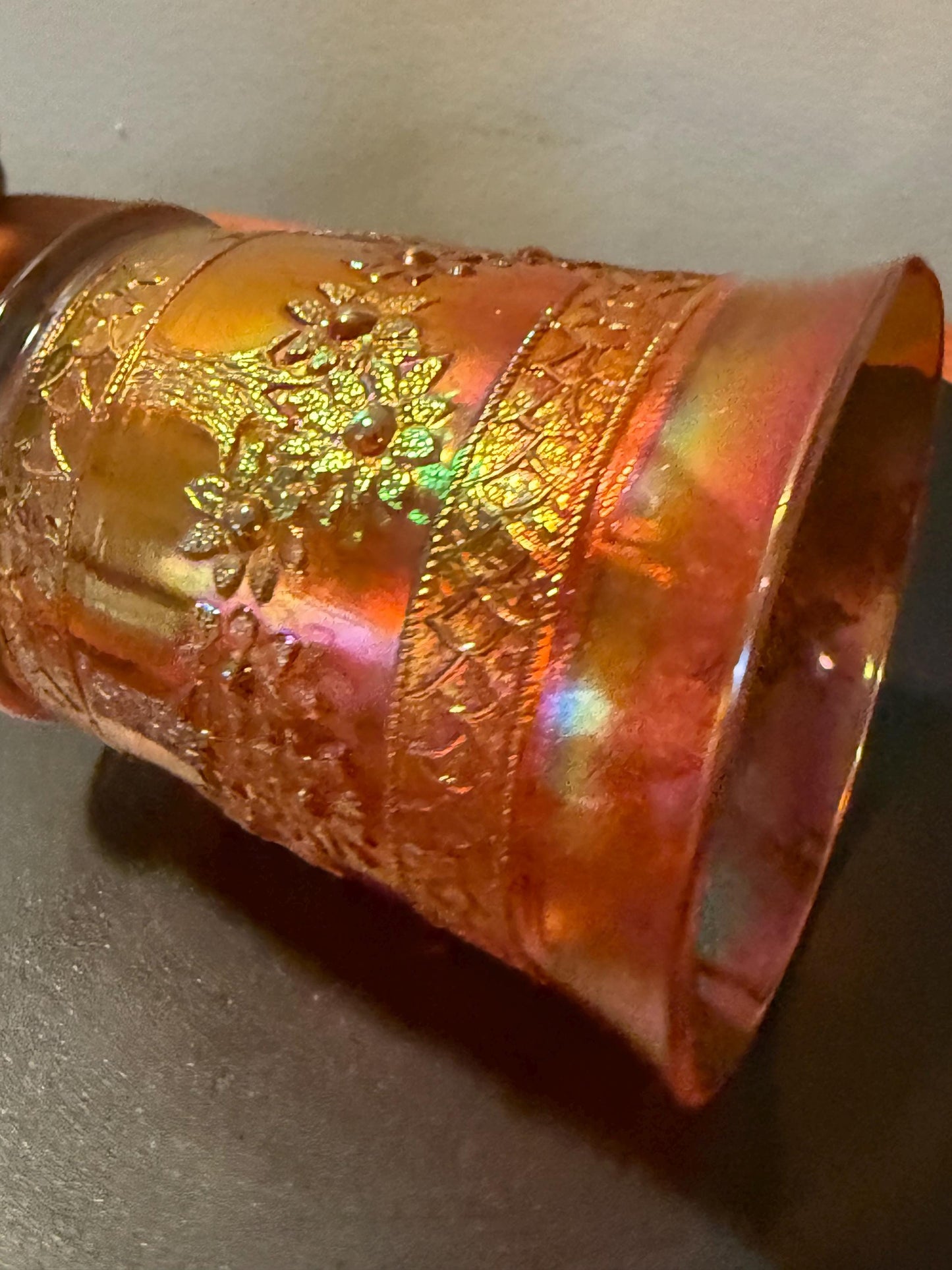 Antique Fenton Marigold Carnival Glass Mug Orange Carnival Glass Cup with Handle Lover Antiques and Vintage
