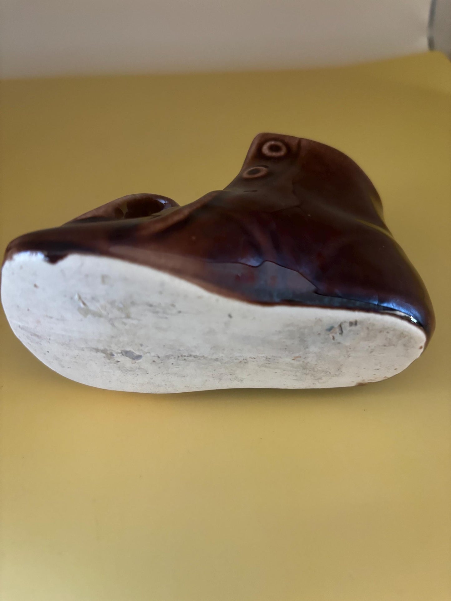 Vintage Childs Shoe Brown Shoe Ceramic Lace Up Shoe Lover Antiques and Vintage