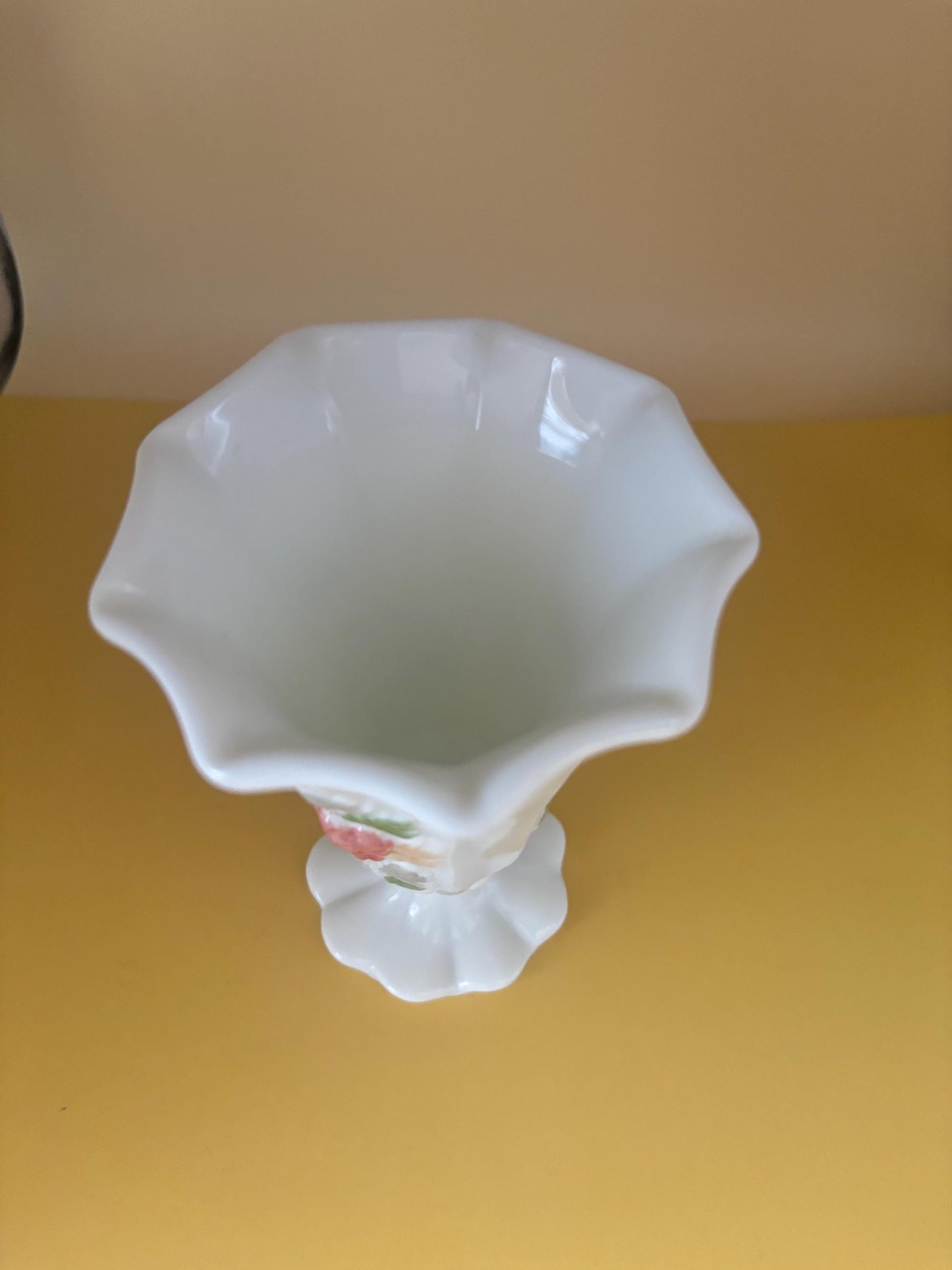Vintage Westmoreland Hand Painted Milk Glass Footed Vase Lover Antiques and Vintage