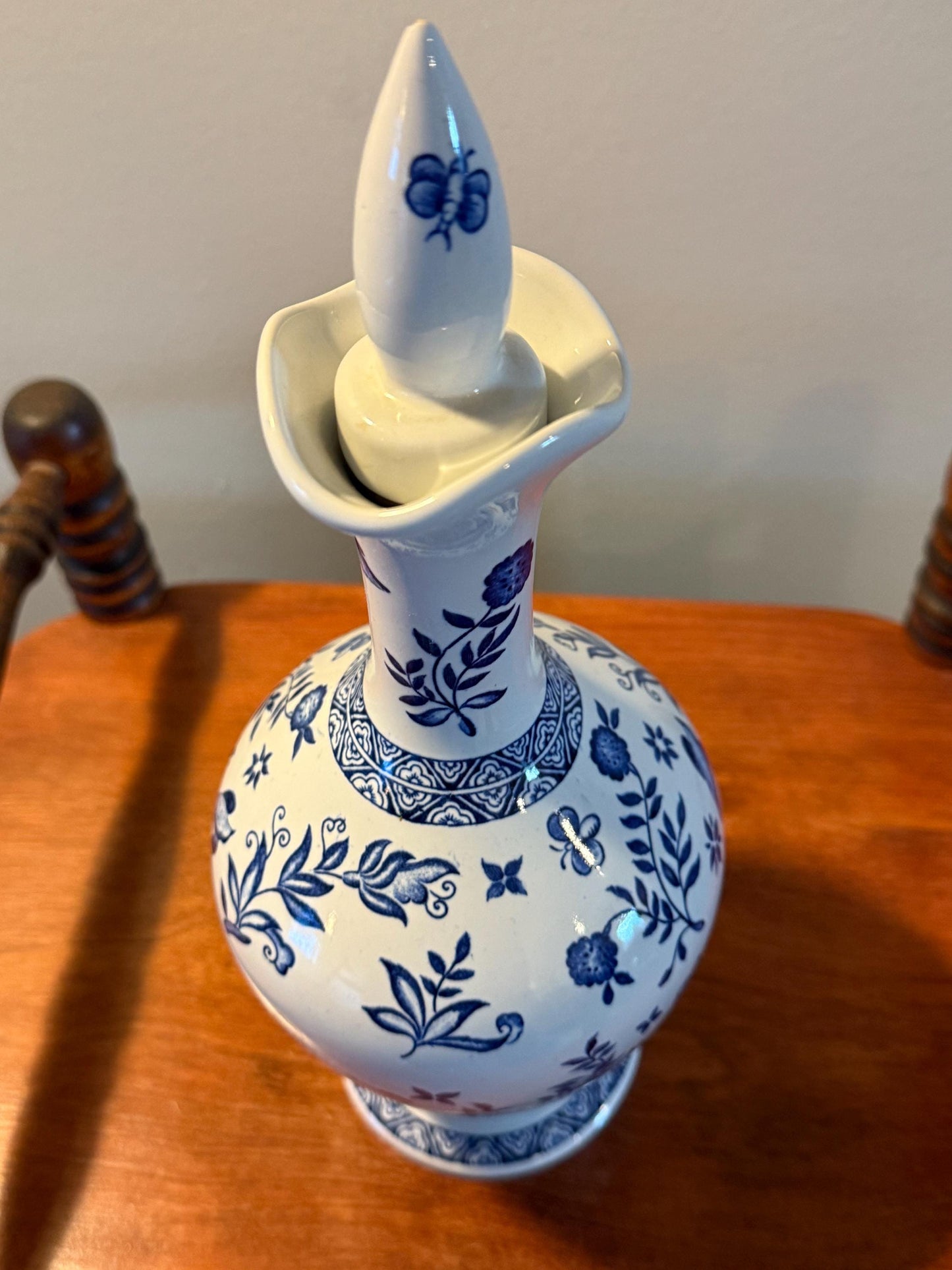 Vintage Coalport of England Decanter with Stopper Porcelain Blue & White Decanter Lover Antiques and Vintage
