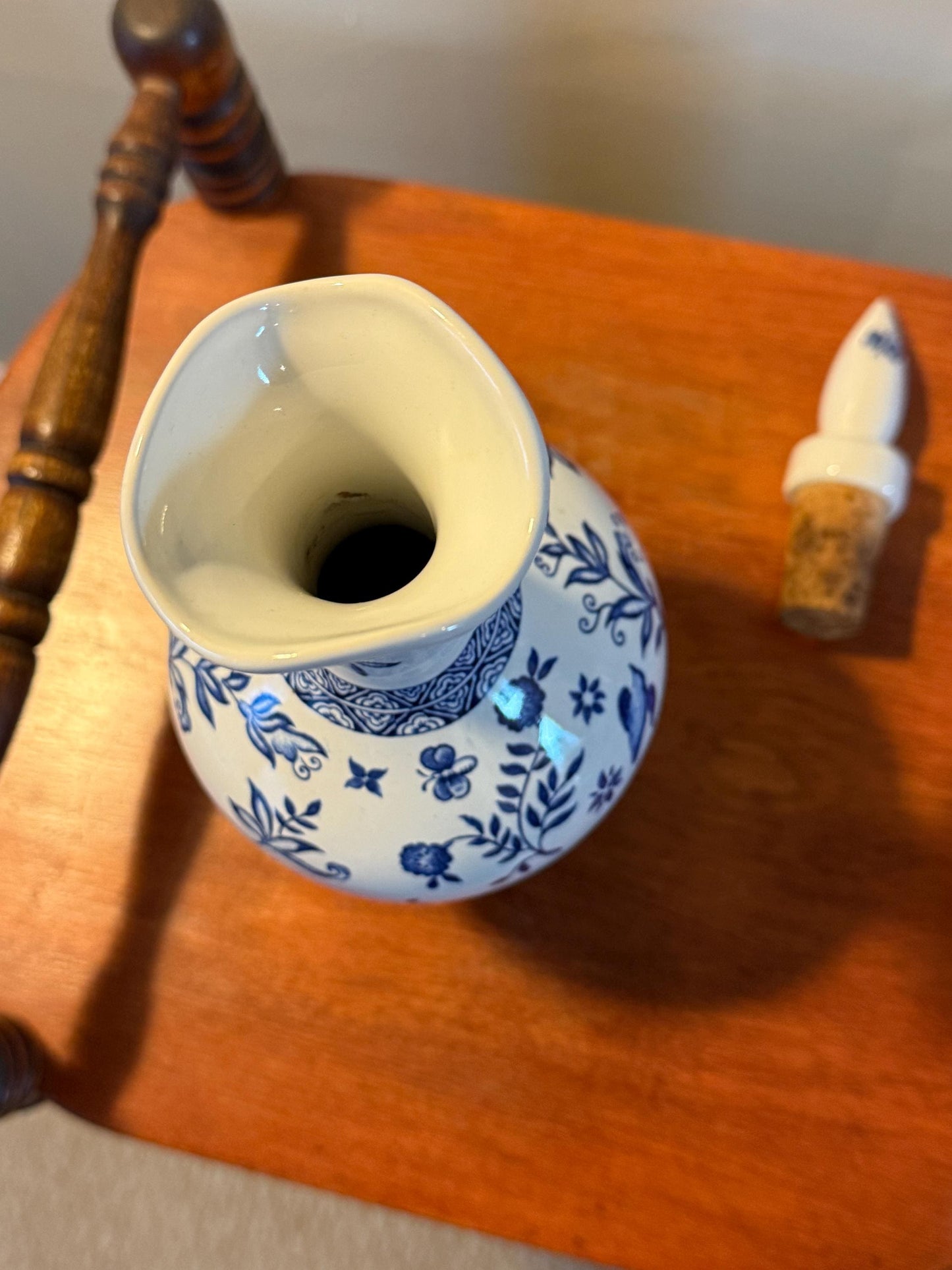 Vintage Coalport of England Decanter with Stopper Porcelain Blue & White Decanter Lover Antiques and Vintage