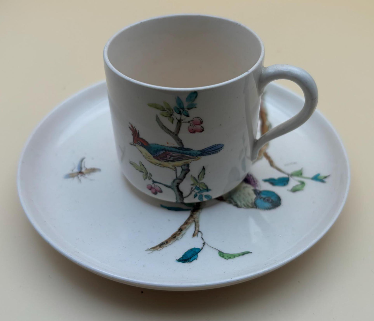 Antique Ridgeway Indus Porcelain Tea Cup and Saucer Blue Bird RARE Lover Antiques and Vintage