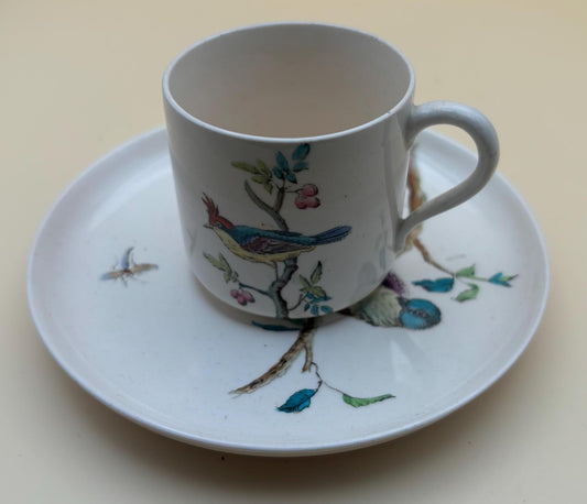 Antique Ridgeway Indus Porcelain Tea Cup and Saucer Blue Bird RARE Lover Antiques and Vintage