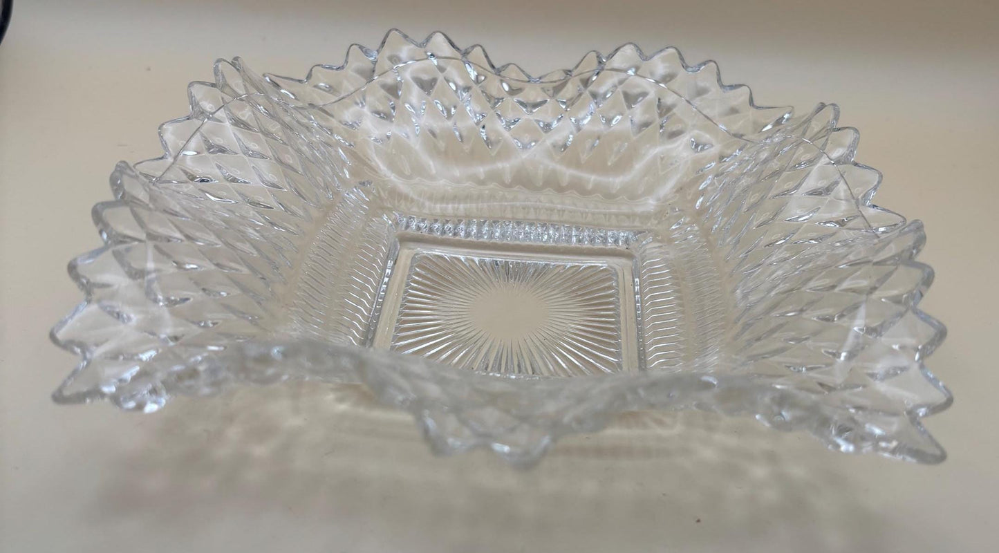 Vintage LG Wright Glass Co Daisy & Cube Amber Goblet Lover Antiques and Vintage