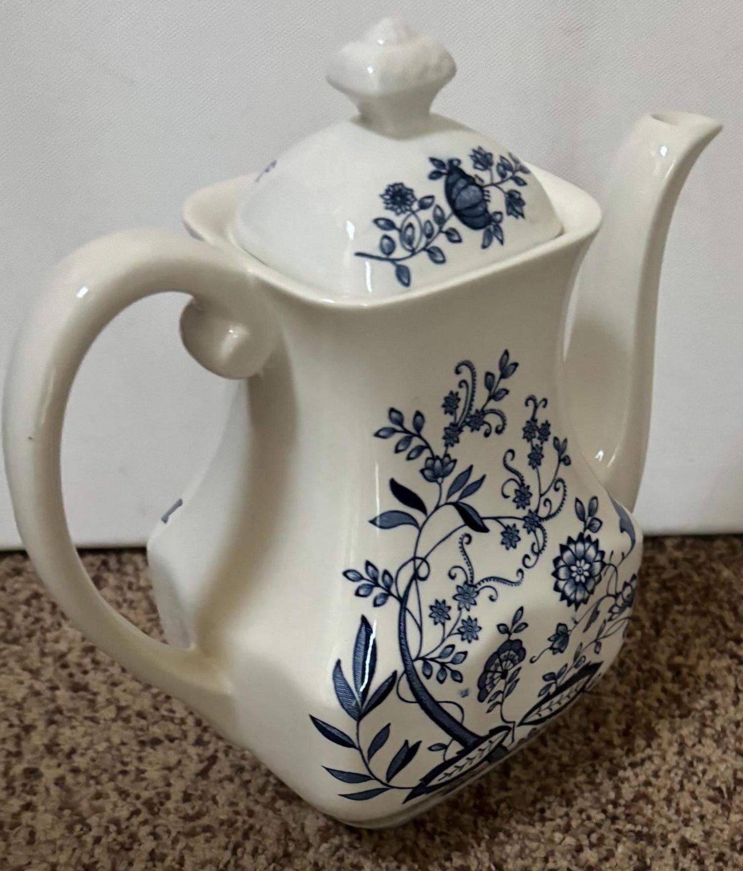 Vintage Wedgwood Teapot Blue Onion Enoch Tunstall Ltd. Made in England Queen’s Ware Tea Pot with Lid Lover Antiques and Vintage