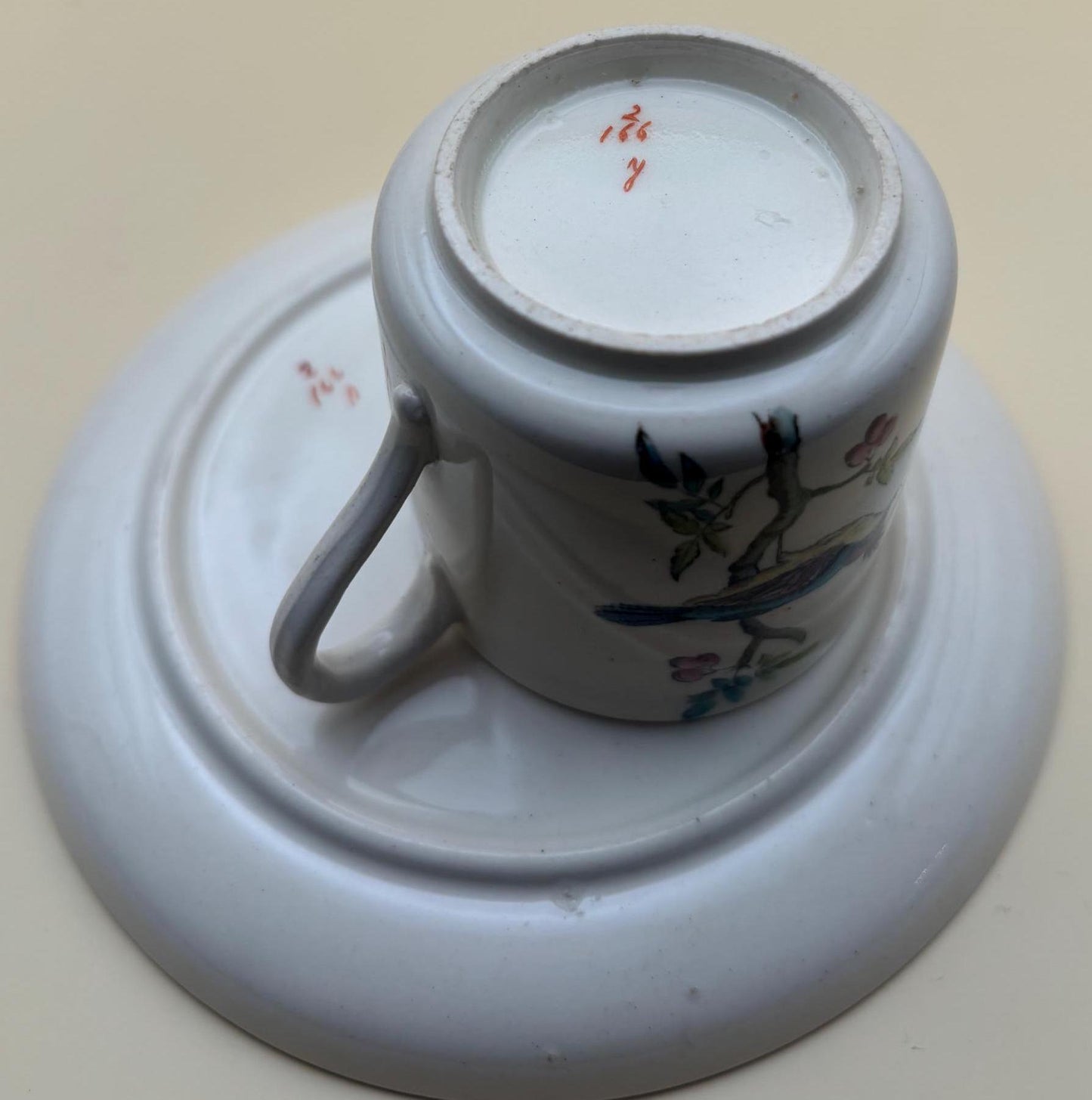 Antique Ridgeway Indus Porcelain Tea Cup and Saucer Blue Bird RARE Lover Antiques and Vintage