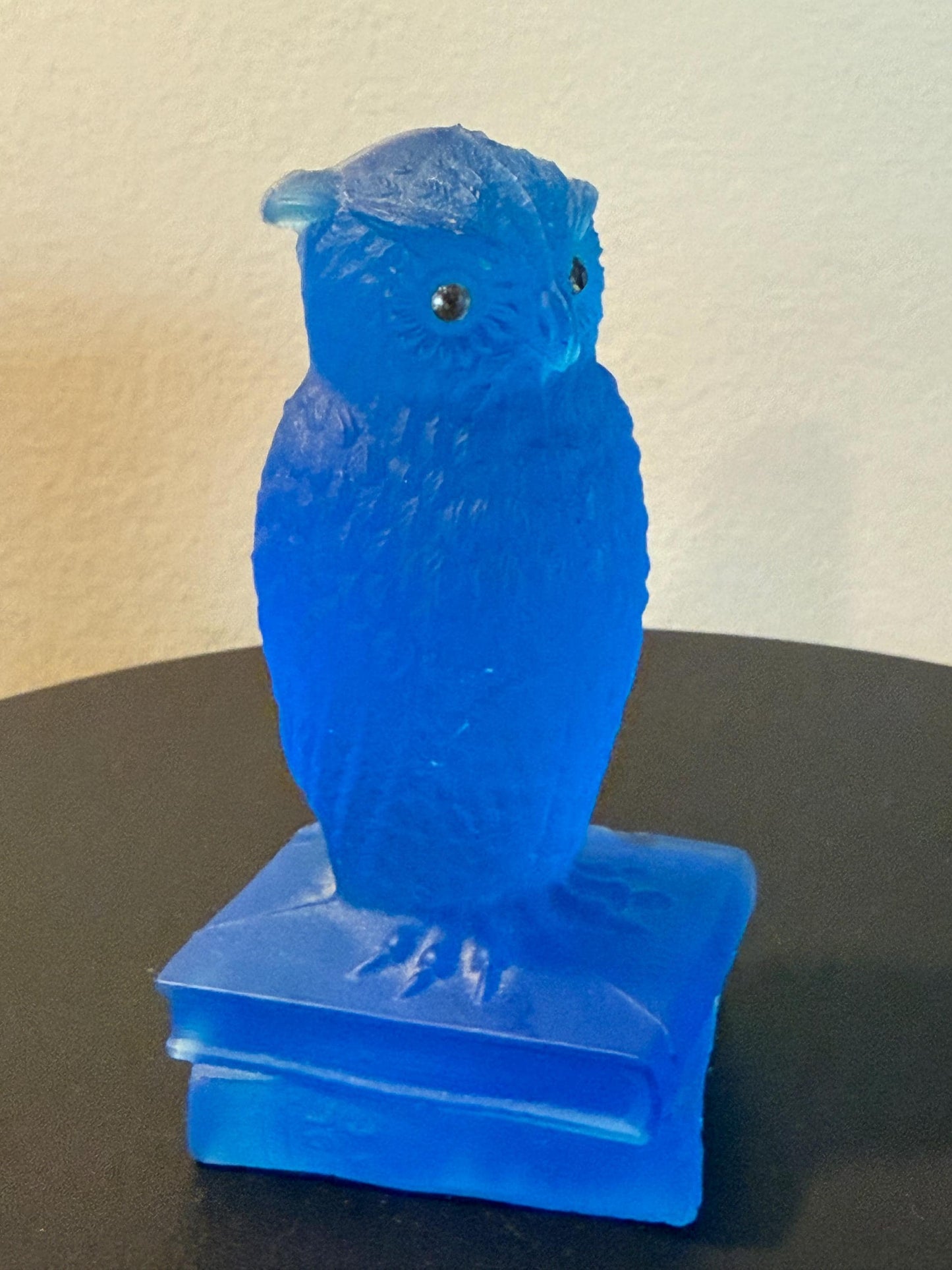 Vintage Blue Owl by Westmoreland Glass Blue Satin Owl on Book Statue Lover Antiques and Vintage