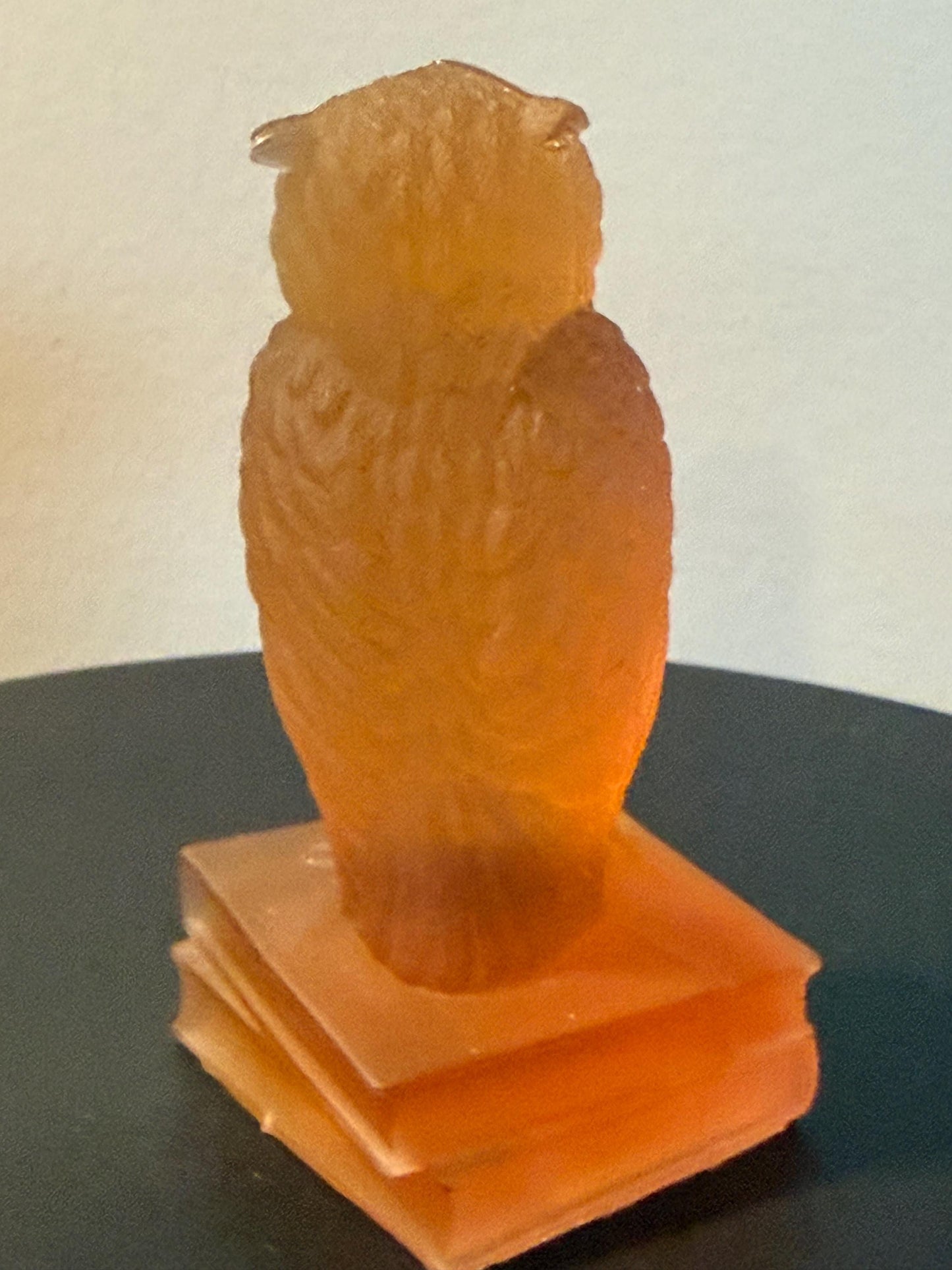 Vintage Amber Glass Owl Figurine Owl on Book Statue Orange Owl Figure by Westmoreland Lover Antiques and Vintage