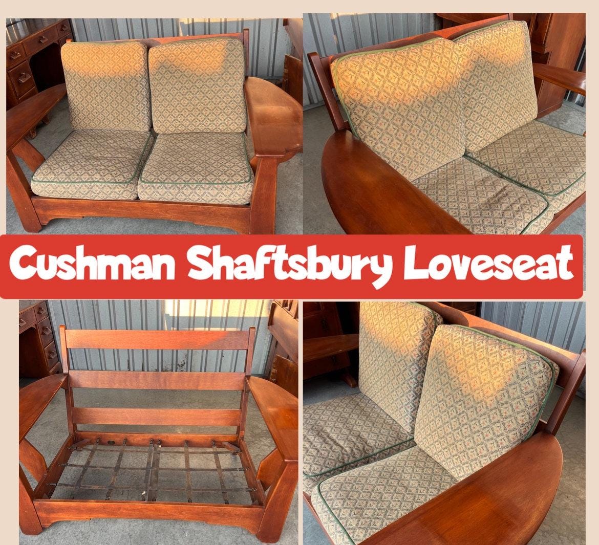 Cushman Colonial Creations Shaftsbury Loveseat No. 0832 Cushman Sofa Paddle Arm Lover Antiques and Vintage