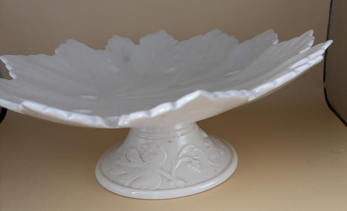 Vintage Majolica Fig Leaf Footed Dish Made in West Germany Lover Antiques and Vintage