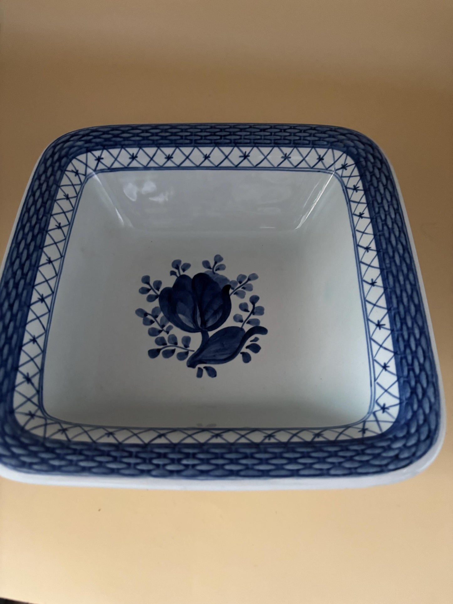 Vintage Royal Copenhagen Square Serving Dish Alumni Faience Tranquebar Porcelain Blue Bowl Dish Number 1337 Lover Antiques and Vintage