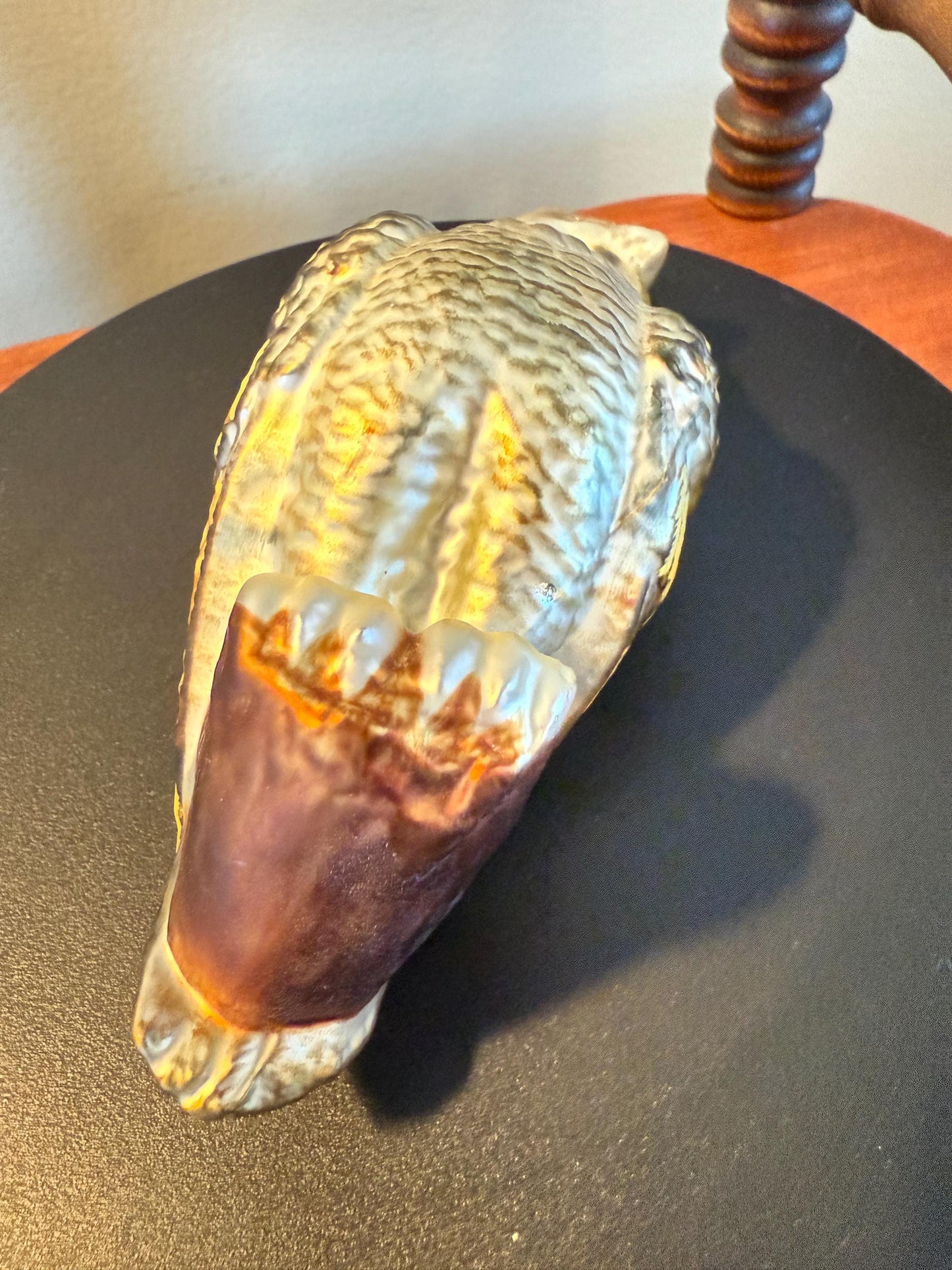 Vintage Owl with Green Eyes on a Perch Hand Blown Owl Christmas Holiday Lover Antiques and Vintage