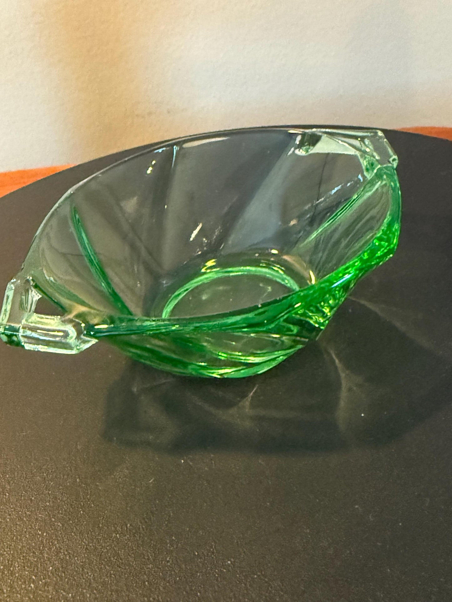 Vintage Heisey Green Glass Small Nut or Candy Dish Glass with Handles Lover Antiques and Vintage