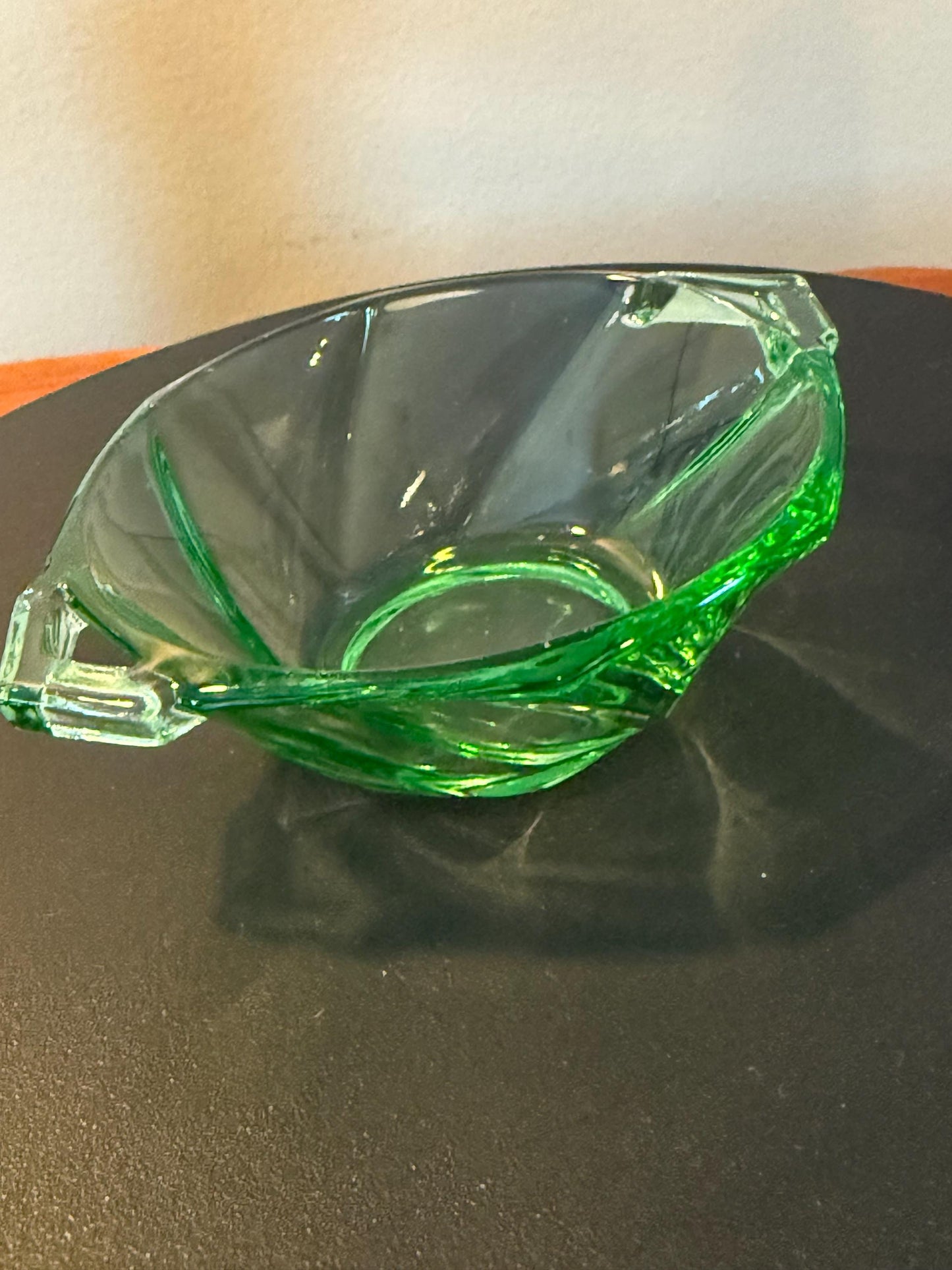 Vintage Heisey Green Glass Small Nut or Candy Dish Glass with Handles Lover Antiques and Vintage