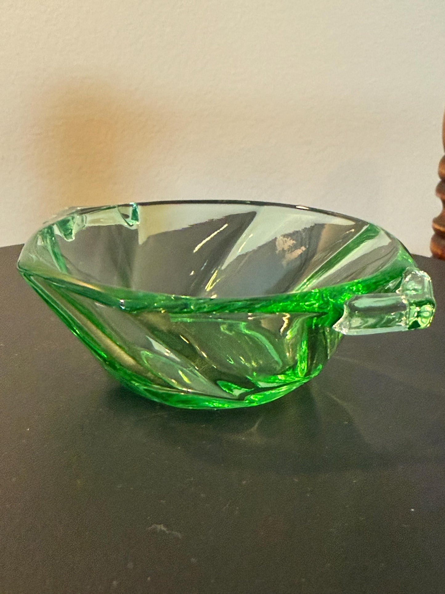 Vintage Heisey Green Glass Small Nut or Candy Dish Glass with Handles Lover Antiques and Vintage